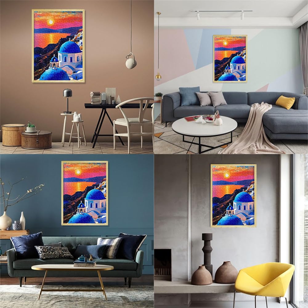 Tramonto su Santorini Puzzle da 2000 pezzi per adulti Aiuta il cervello ad allenare i giocattoli che creano dipendenza per coltivare la pazienza gioco di sfida unico 70x100cm