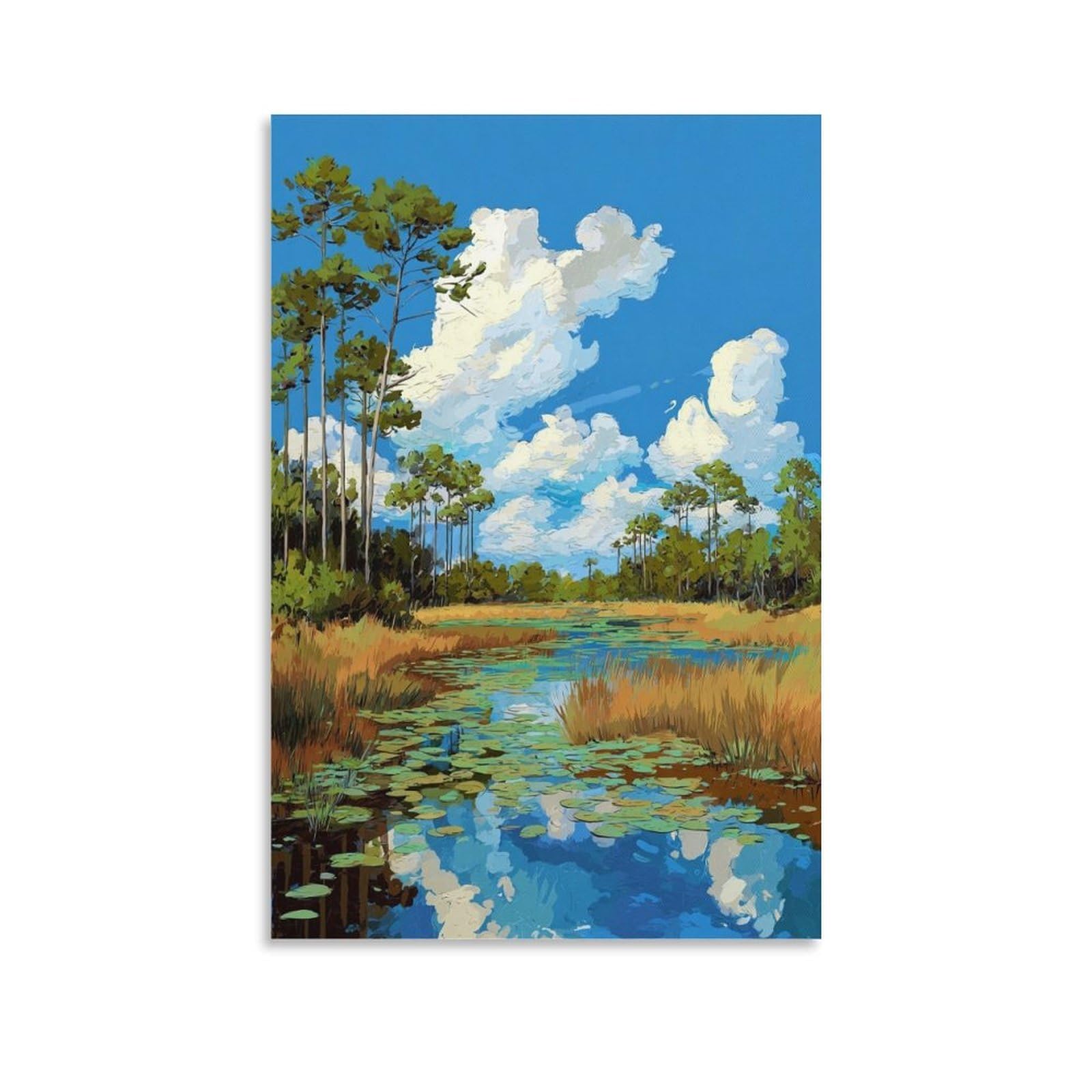 ZBBGGOZ John Pennekamp State Park Posters 24x36inch(60x90cm) Vintage Watercolor Canvas Art