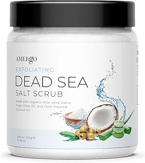 Dead Sea Salt Exfoliating Body Scrub, 100% NATURAL Body Scrub Exfoliator for Deep Cleansing, Body Exfoliating Scrub with Organic Oils to Nourish Skin, Dead Skin Remover - Face Scrubs by Amelgo