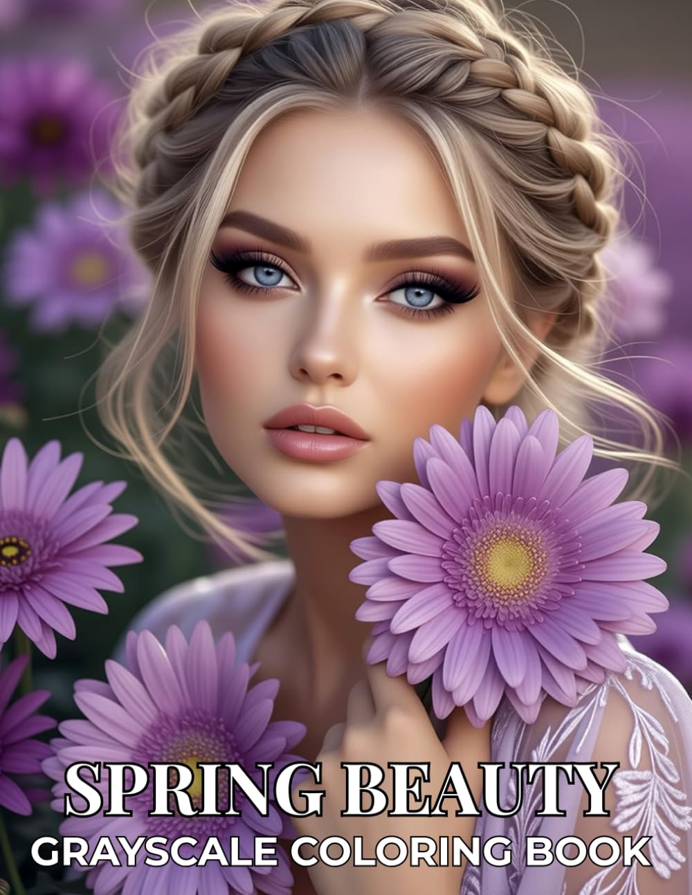 Spring Beauty, Grayscale Coloring Book: Beautiful Women, Floral Portraits and Elegant Feminine Illustrations | Relaxing Grayscale Coloring Book for Adults (StoryHue Grayscale Beauty Collection)