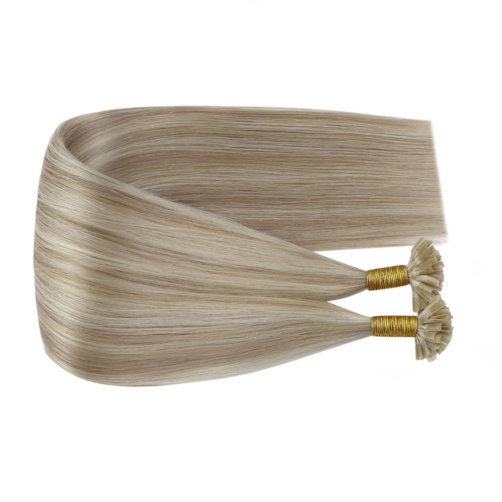 Fshine Pre Bonded Fusion Extensions de Cabello 18 Pulgadas 45CM 50g Remy Cabello Humano Rubio Ceniza Mezclado con Blanqueador Rubio Recto Extensions de Cabello Queratina Color 18P613