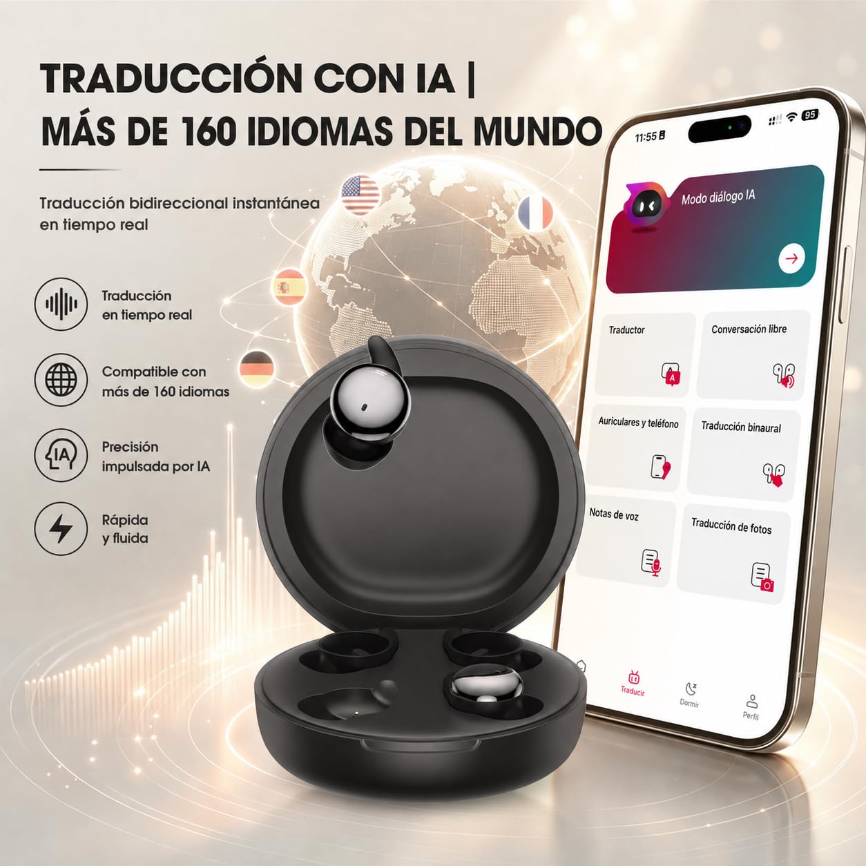 NE90 Auriculares inalámbricos para dormir, funda de carga táctil con reproducción de ruido blanco integrado, Bluetooth 6.0 gemelo, auriculares ligeros para dormir de lado, viajes y conversaciones de