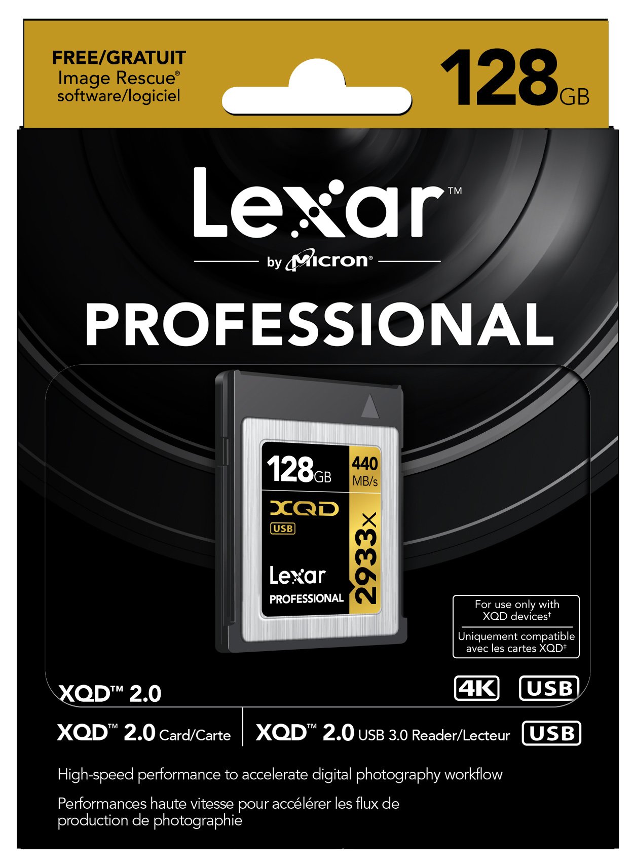 Lexar Professional 2933x 128GB XQD 2.0 Card (Up to 440MB/s Read) w