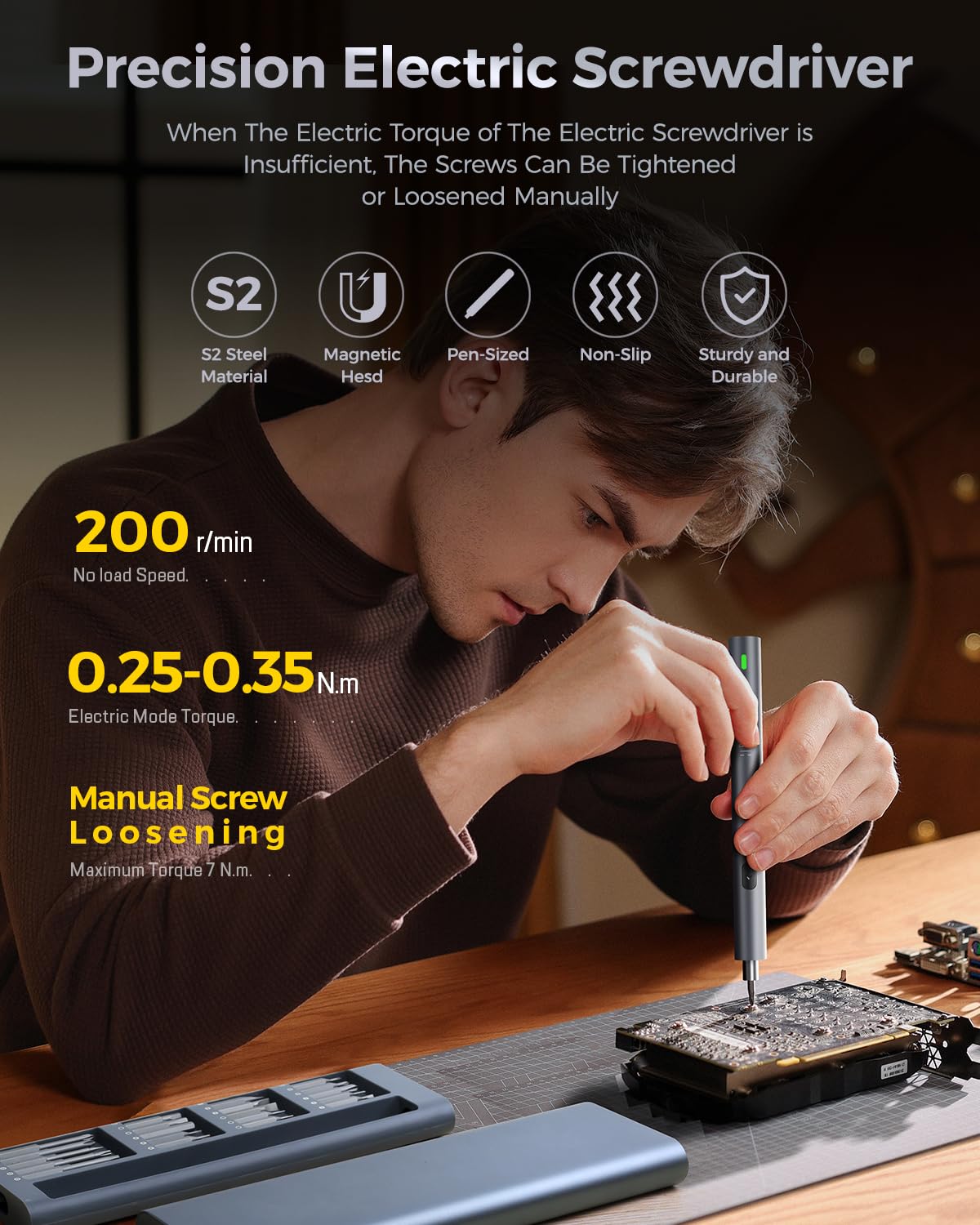 LIFEGOO Mini cacciavite elettrico, 62 in 1, set di cacciaviti di precisione senza fili con 48 bit, luci LED, tappetino magnetico, kit di strumenti di riparazione portatile ricaricabile per telefono,