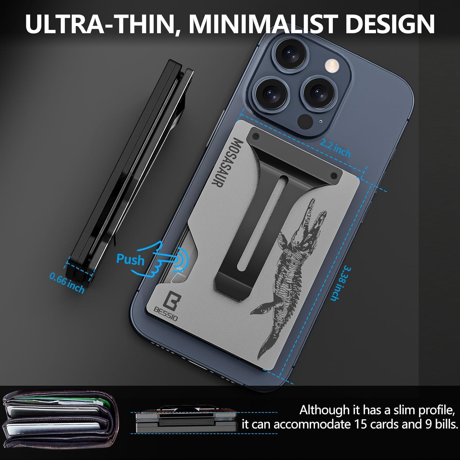 Magnetic Phone Wallet Compatible with Apple MagSafe - Metal Card Holder with AirTag Holder, RFID Blocking & Money Clip Mag Safe Wallet for iPhone 17 16 15 14 13 12 Pro Max/Pro/Plus/Mini - Image 5