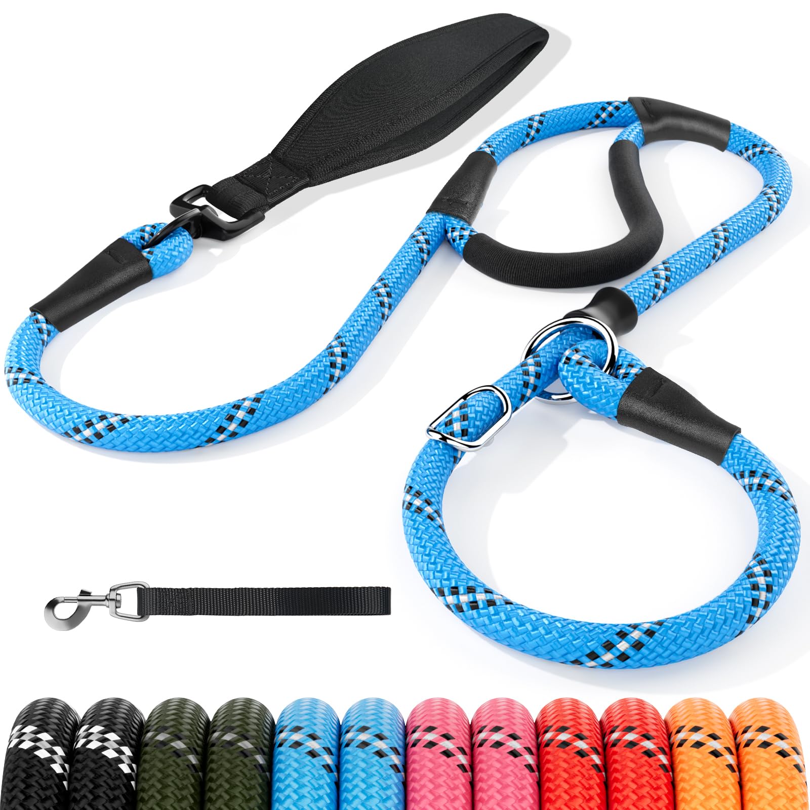 Kdsvakd Slip Lead for Dogs No Pull Training Leash with Double Comfortable Handles and Collar Attachment