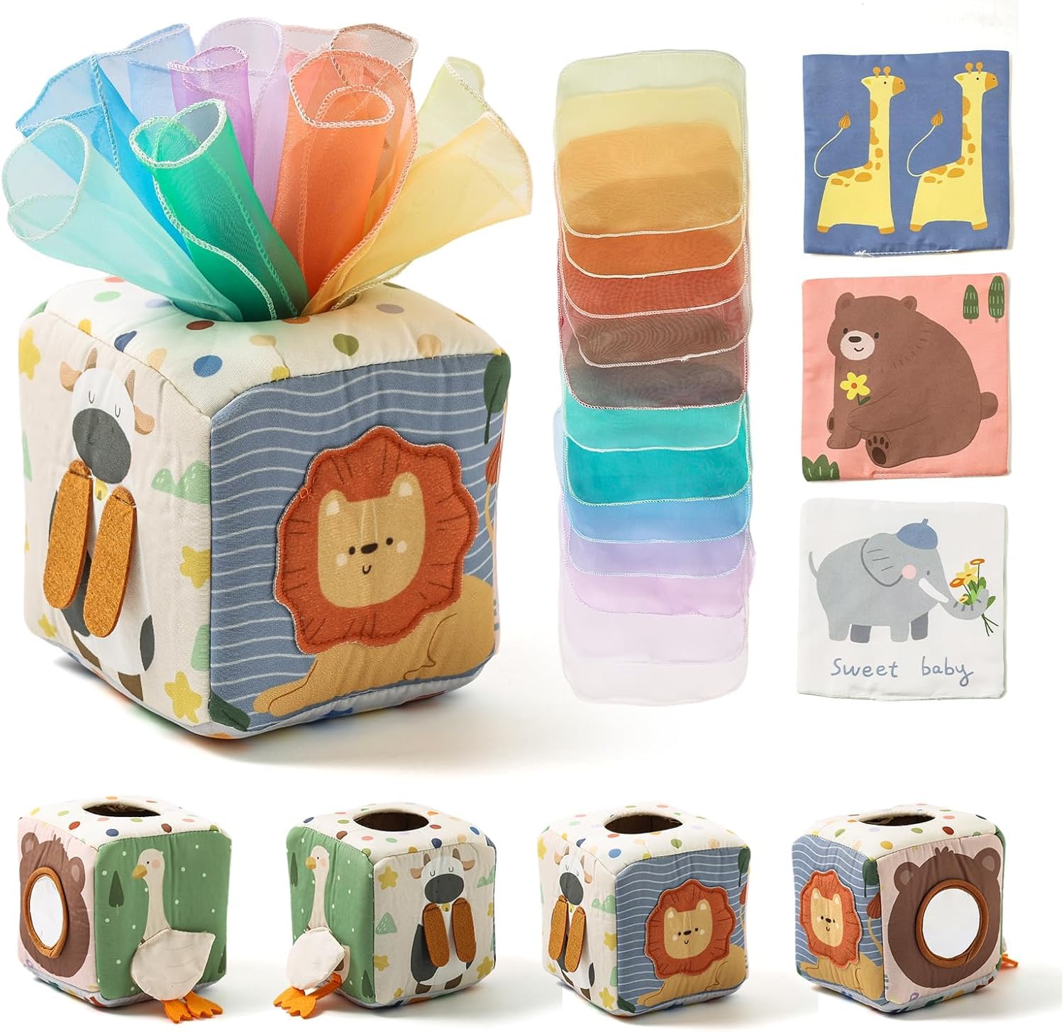 Youuys Baby Tissue Box Toy for Babies 6-12 Months, Montessori Toys Baby Tissue Box Sensory Toys for 1 Year Old
