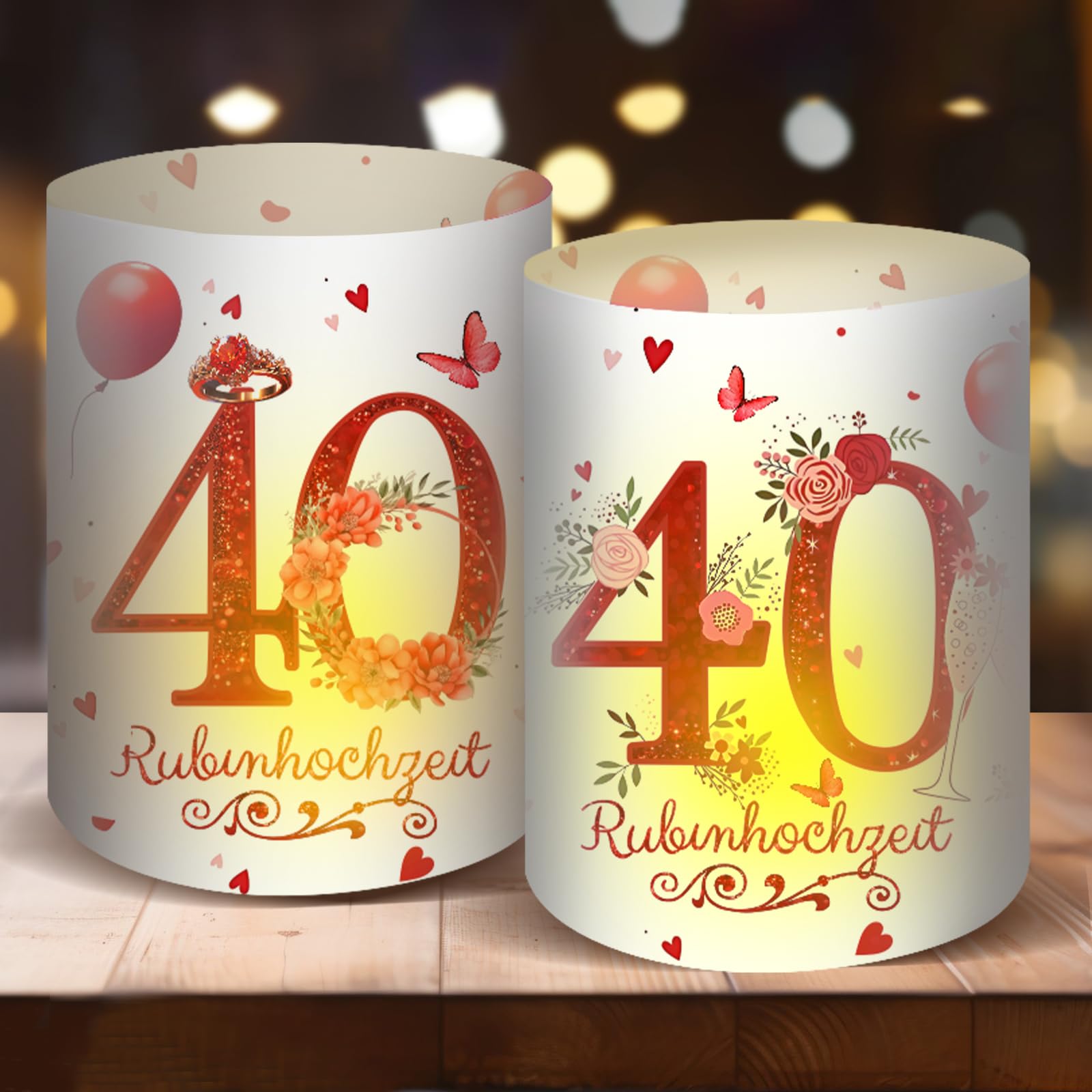 Moorle Ruby Wedding 40Th 12 Lantern Table Decoration Ruby Wedding Ruby Wedding Table Decoration, 40 Years Ruby Wedding Gift Ideas, 40Th Wedding Anniversary Table Decoration For Tea Lights Or Candles