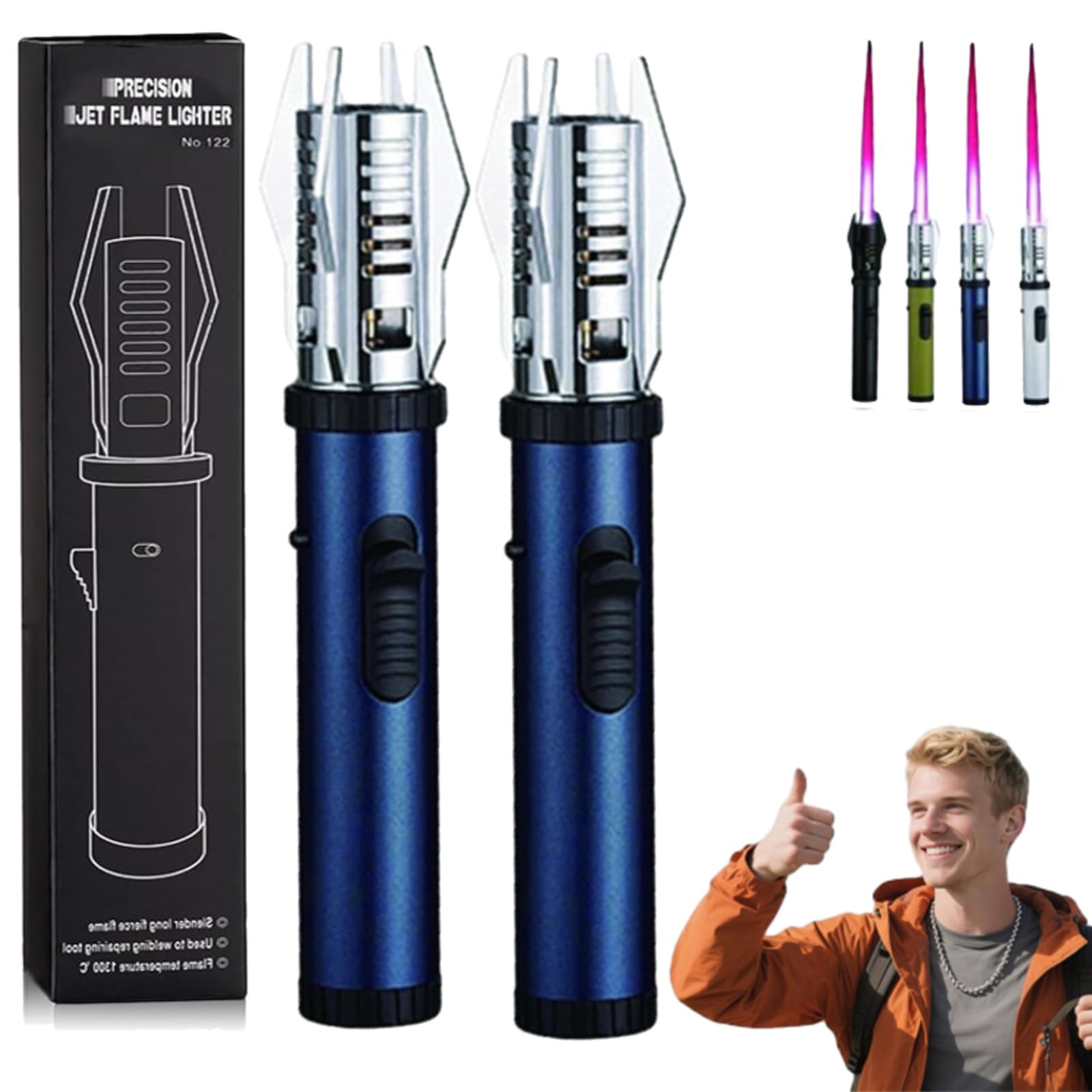Lux Blaze Lighter, Luxblaze Plasma Lighter, Adjustable Windproof Torch Lighter with Safety Lock, High-Heat Outdoor Flame for Camping, BBQ, Candles, Welding, Baking, Outdoor Cooking (Black2pc) — view 13