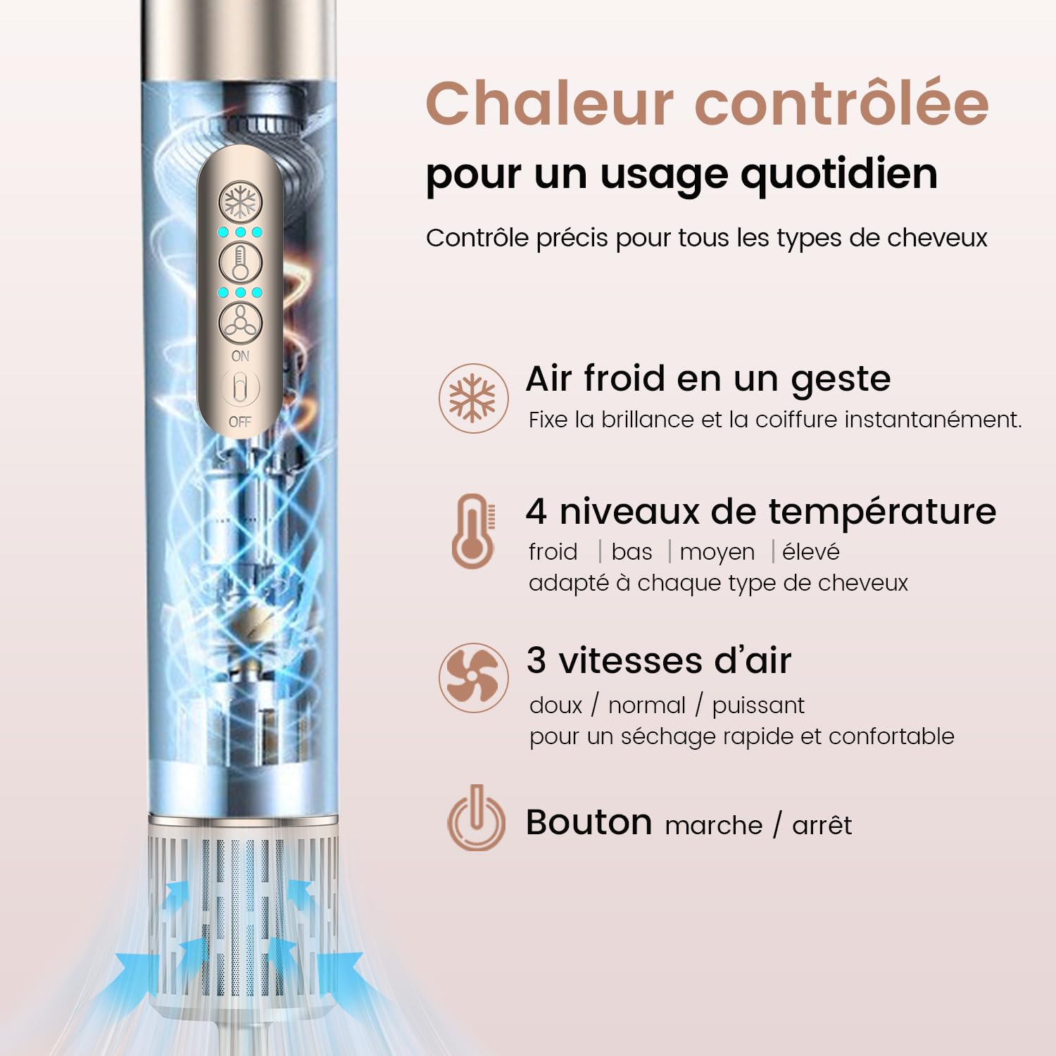 Air Styler 8-en-1 Brosse Soufflante – Haute Vitesse 110 000 tr/min Séchage & Coiffage Rapide, Ionique Sèche-Cheveux avec Boucleurs Auto-Wrap, Diffuseur, Brosse Volume & Lissante