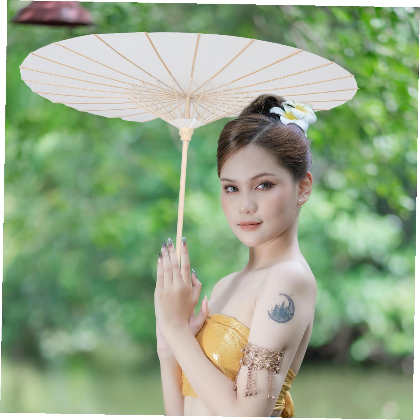 CANIGHT Weiße Papierschirme 84cm 4 Stück aus Holz und Papier für Hochzeitsfeiern und kreative Dekorationen im chinesisch japanischen Stil