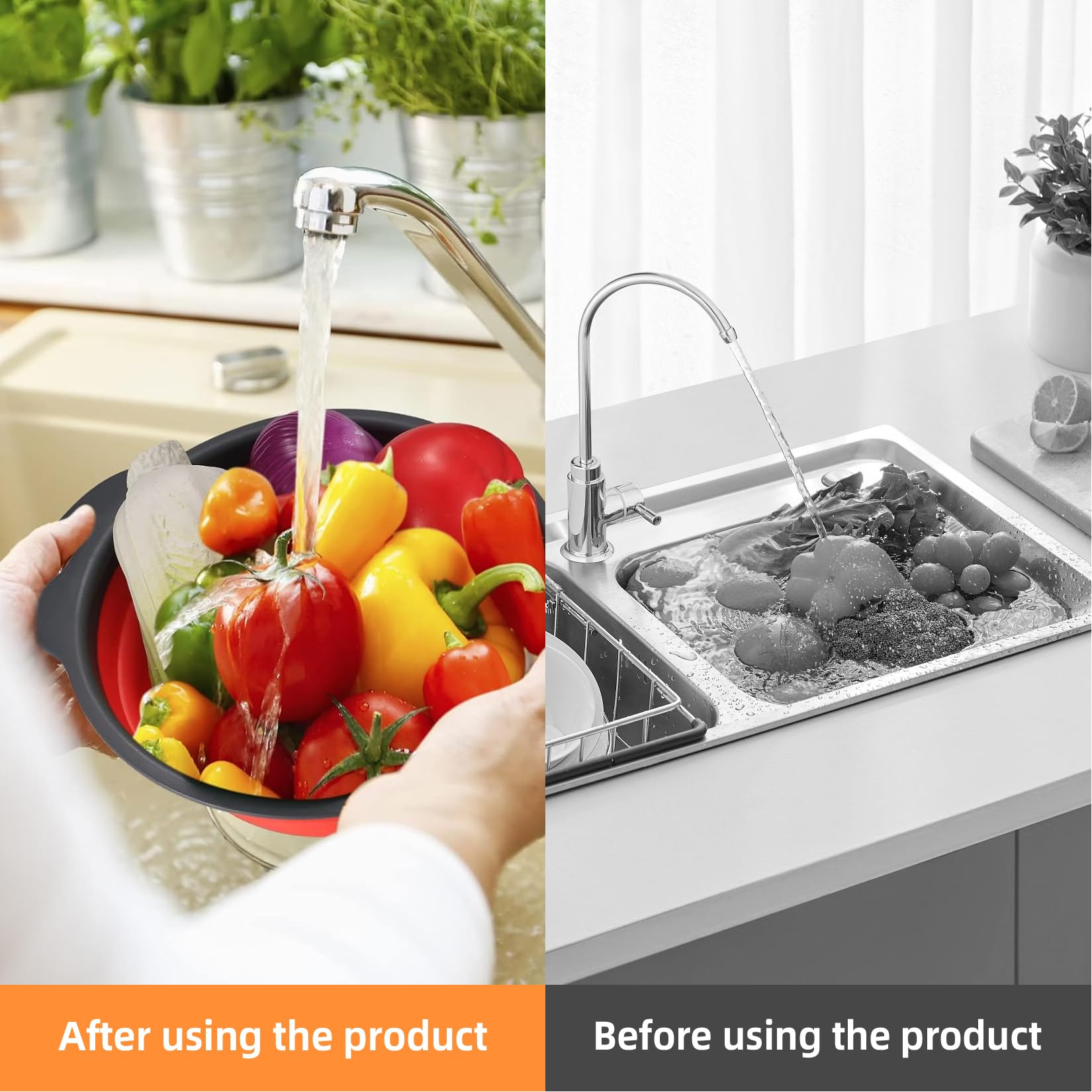 Set 3 Colini Pieghevoli Da Cucina - Per Scolare Pasta, Verdura E Frutta, 3 Colori, Salvaspazio