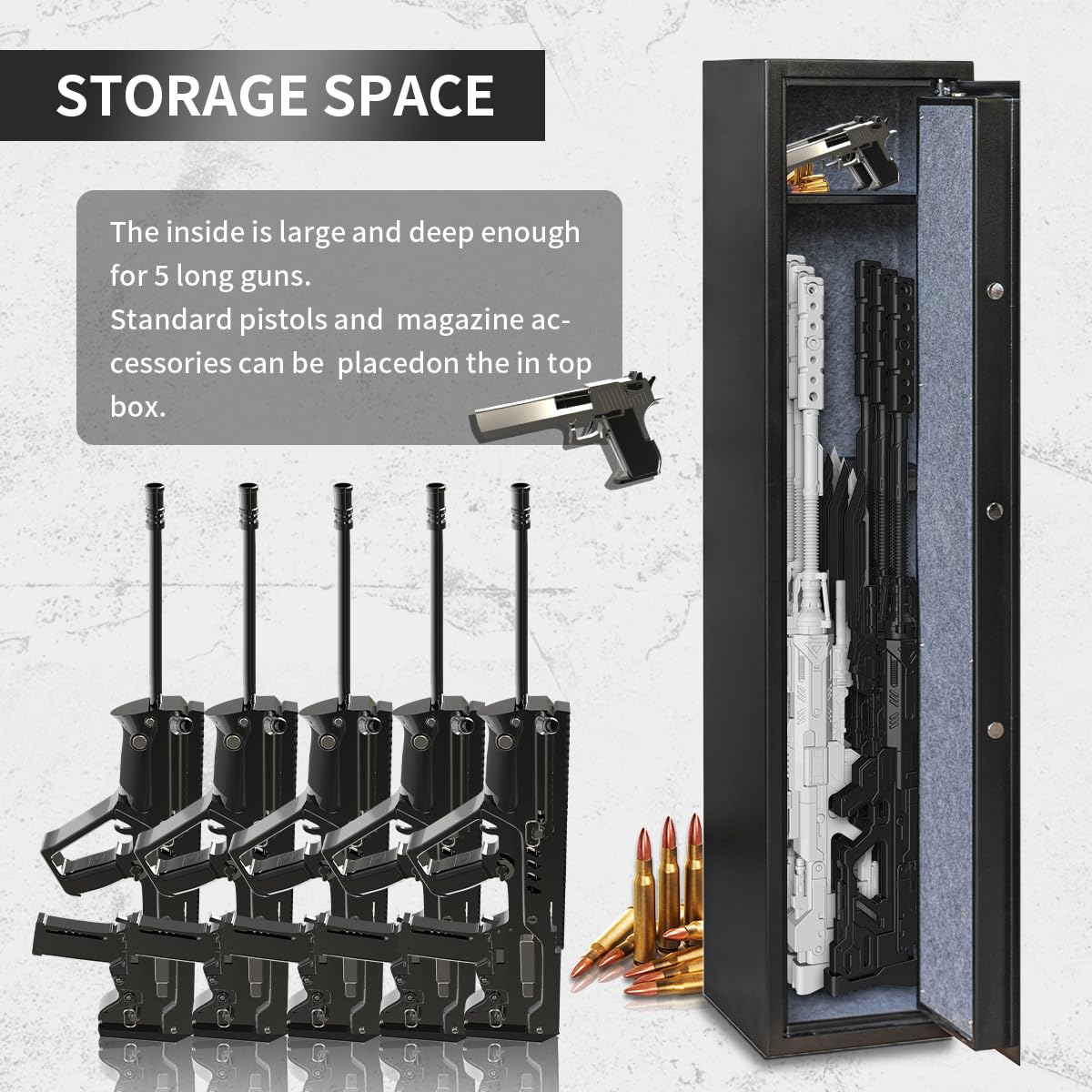 Snapklik.com : Xhlokk Rifle Gun Safes For Home, Quick Access 5-6 Gun ...