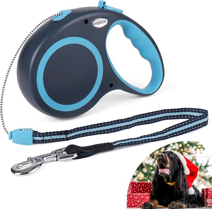 30Ft Retractable Dog Leash,Heavy Duty Great Leash for Dog up to 77 lbs,Night Reflection,One-Handed Brake, Strong Nylon Tape, Tangle Free,Anti-Slip Rubberized Handle(Cord,Large Size)