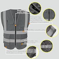 Vista 65 de HYCOPROT High Visibility Mesh Safety Reflective Vest with Pockets and Zipper, Meets ANSI/ISEA Standards