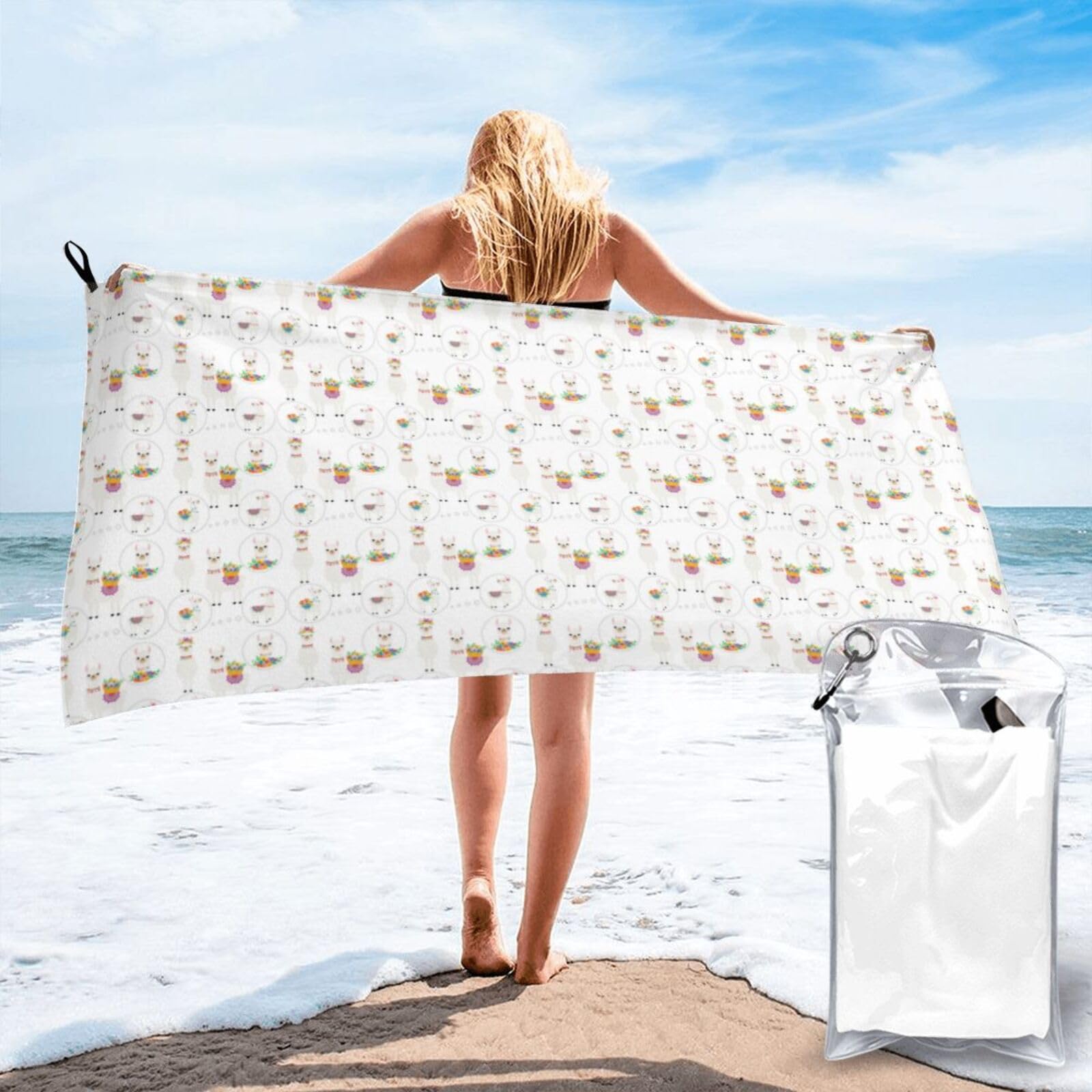 JBJGKHLP Llama Print Quick Dry Portable Towel For Beach Camping Hiking Yoga Fitness Outdoor Adventures