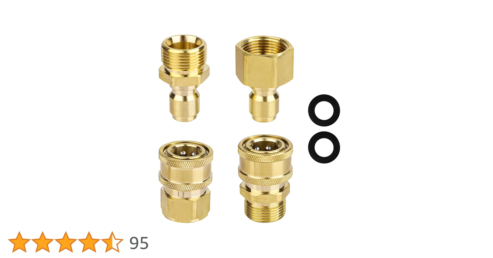 SRunDe 2Pcs Pressure Washer Coupler M22 22mm Male Thread To 1/2 22mm Female Thread Hose Pipe Connection Adapter Brass Threaded Pipe Fitting High Bush Connector For High Pressure Gun 4000 PSI
