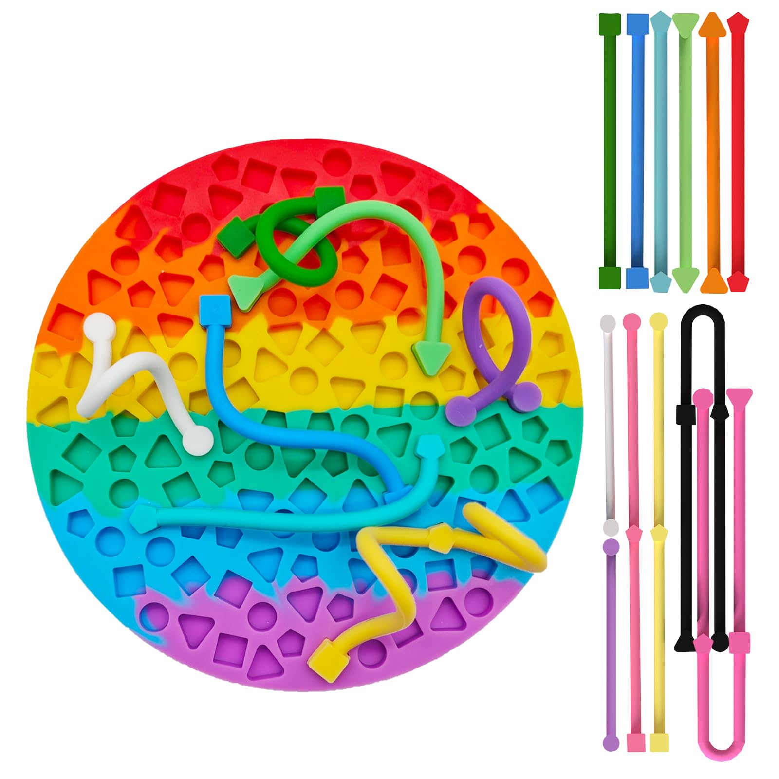 Sensory Activity Board for Kids&Adults, Silicone Fidget Toys (Round)