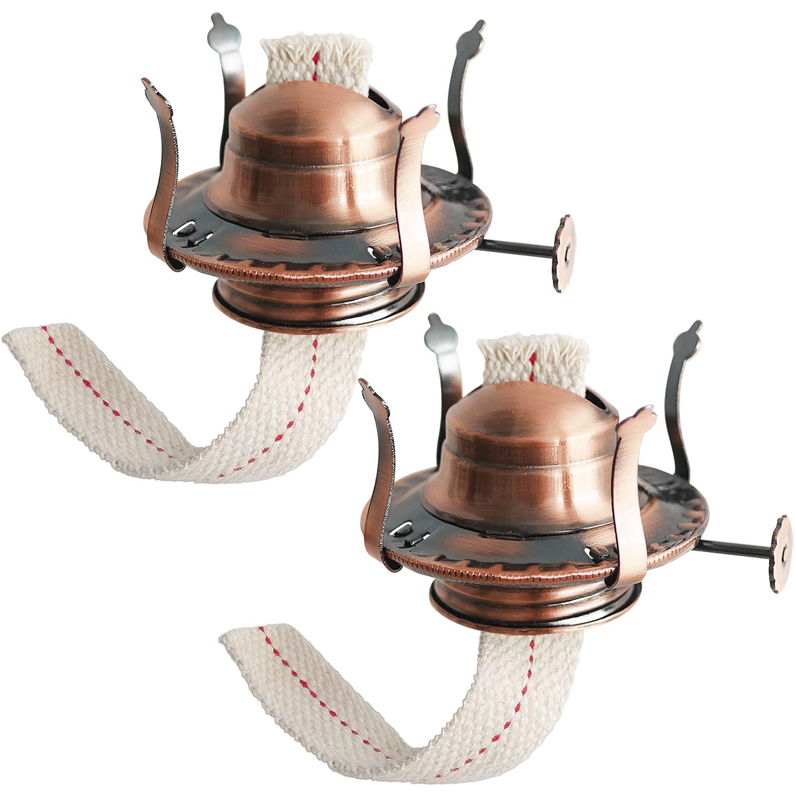 GXFCCYXT 2Pcs Oil Lamp Burner #2 Size Bronzy Plated for Antique Lamps Oil Lamp Replacement Kerosene Lamps Parts with Reduction Collar and Cotton Lamp