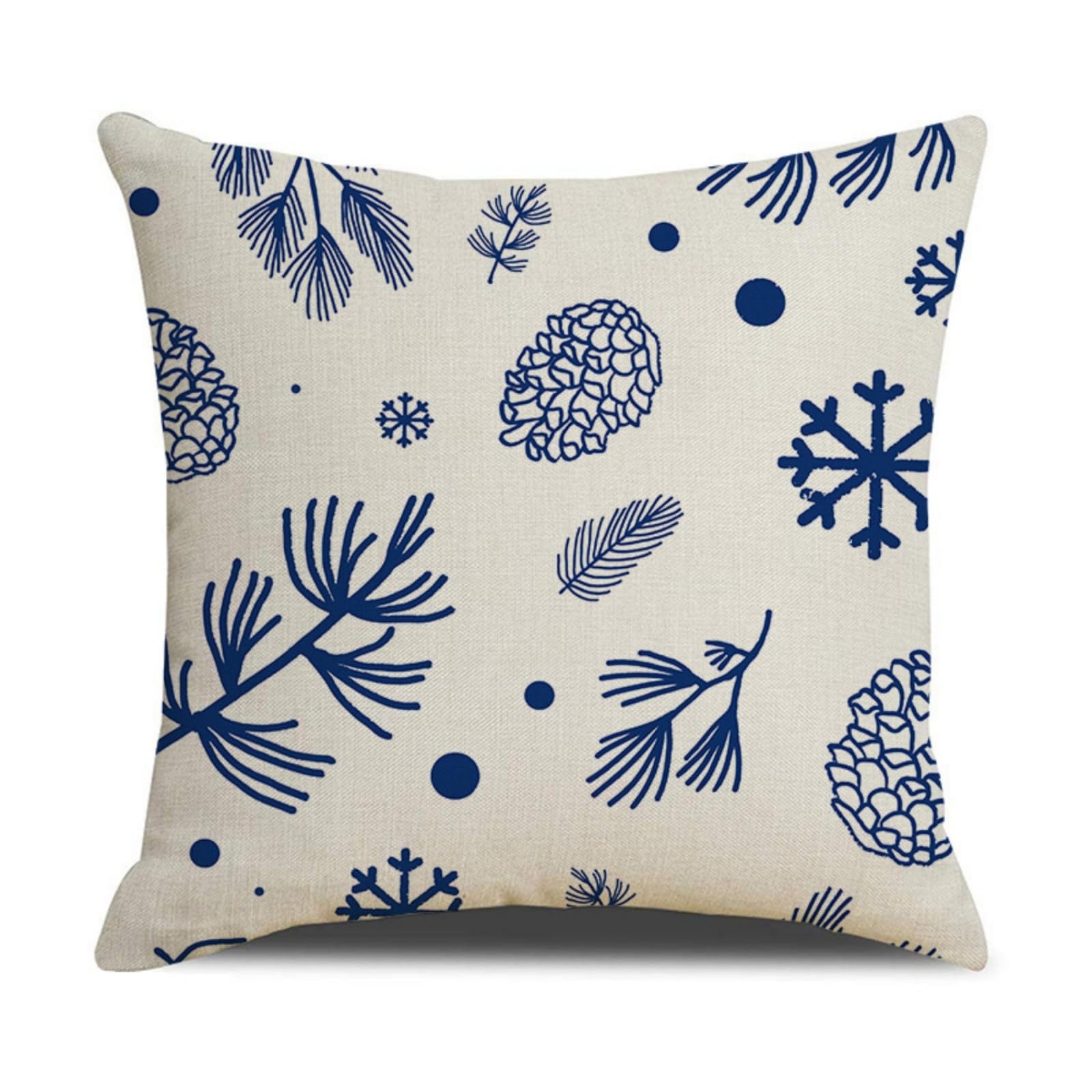 wxlmom Cushion Covers 40cm x 40cm Blue Plants Pillowcase Invisible Zipper