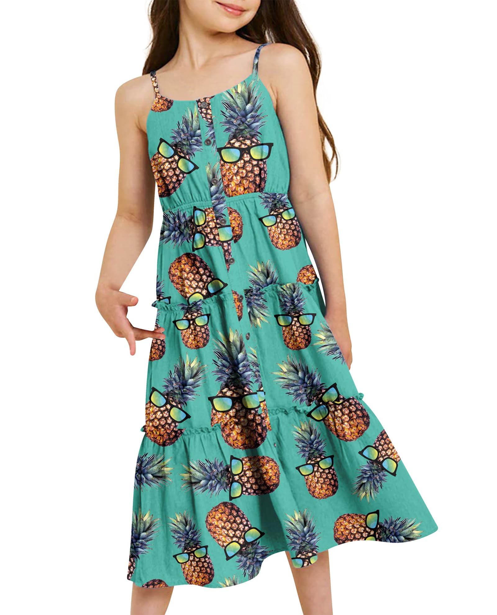 ALISISTER Vestido sin Mangas de Chica plissee Vestido en Capas con Volantes Spaghetti Tirantes torcidos Sundress 6-12 Yardas