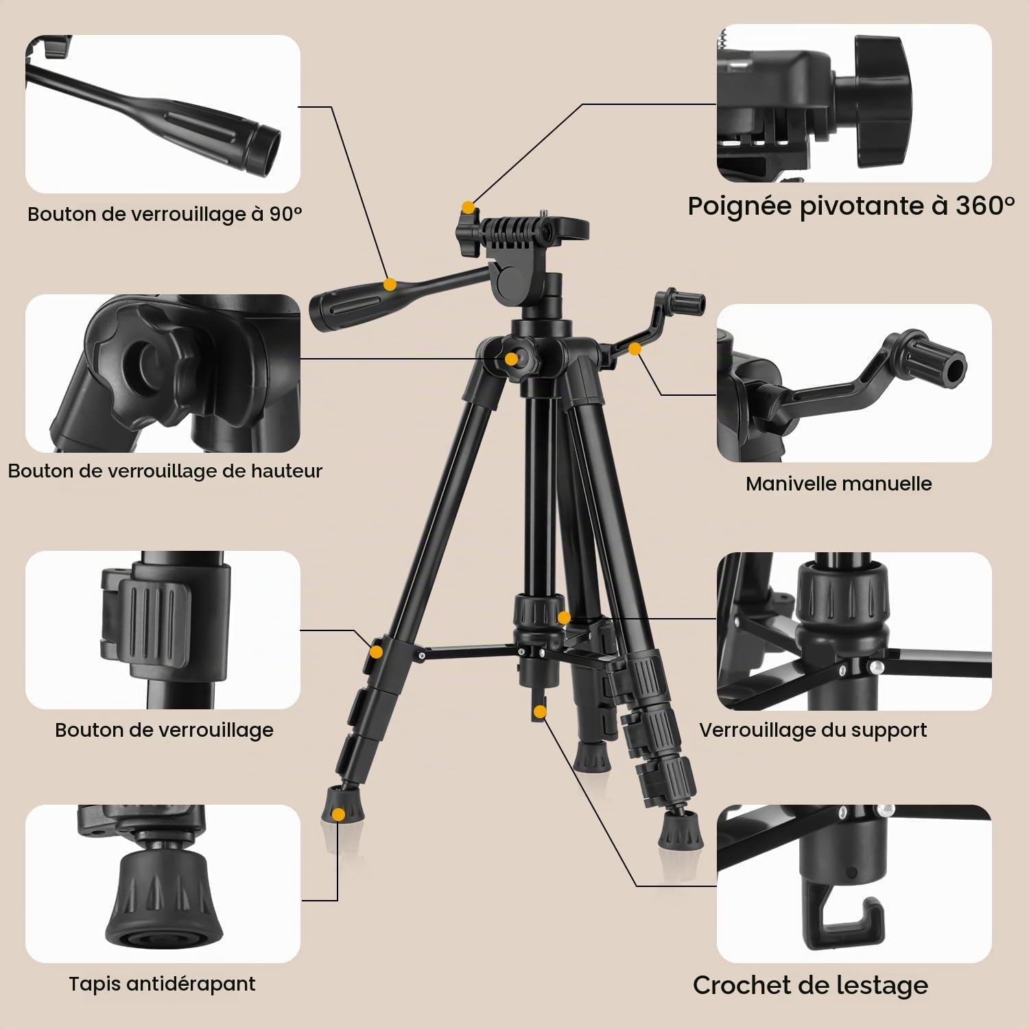 Niveau Laser Chantier Autonivelant avec Trépied, 4 x 360° Lazer Niveaux 4D 16 Lignes Laser, Autonivellement et Mode Pulsé Extérieur, 2 x Batterie, Nivellement Automatique, Support Rotatif