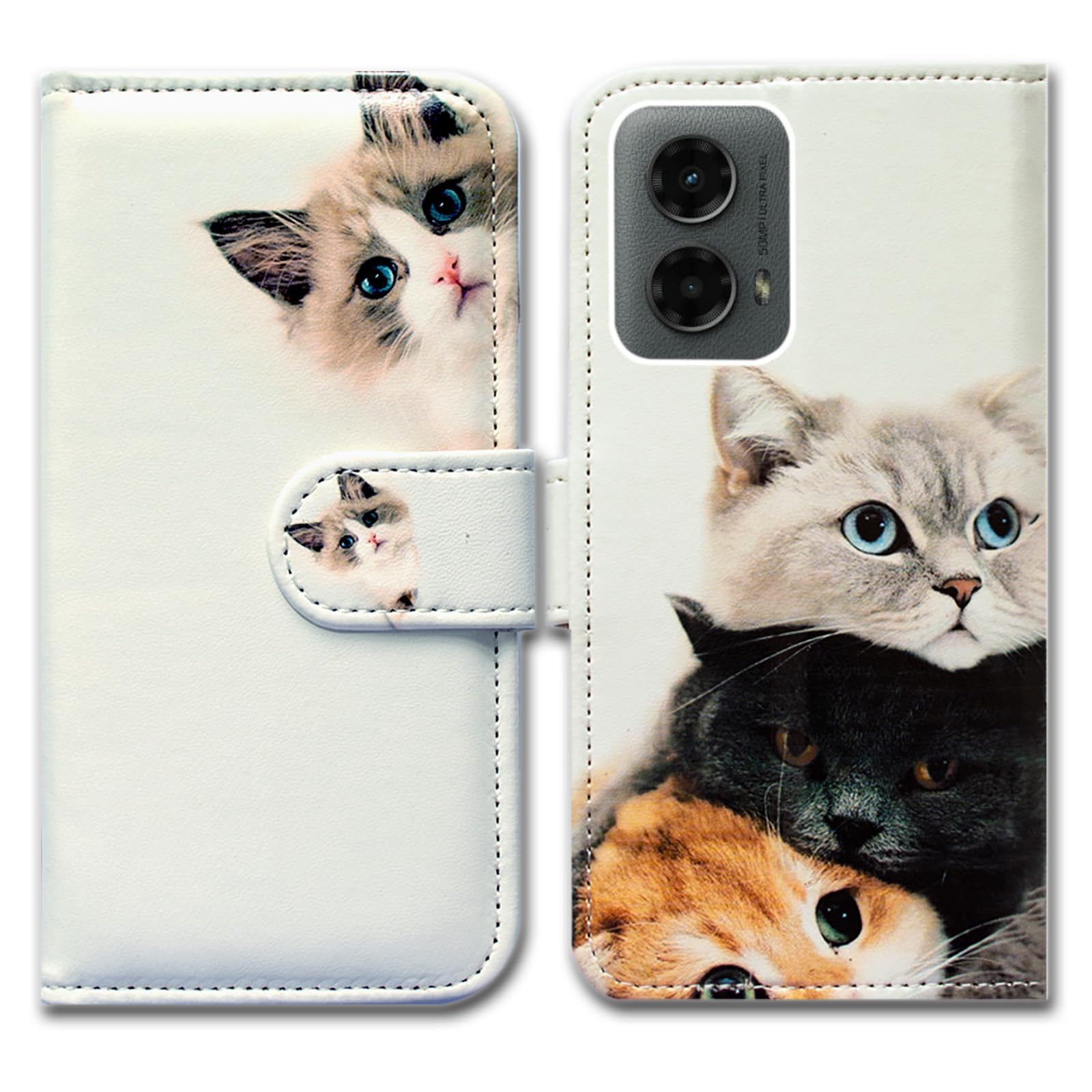 Bcov Case for Moto G 5G 2024,Cute Brown Cat Leather Flip Phone Case Wallet Cover with Card Slot Holder Kickstand for Motorola Moto G 5G 2024