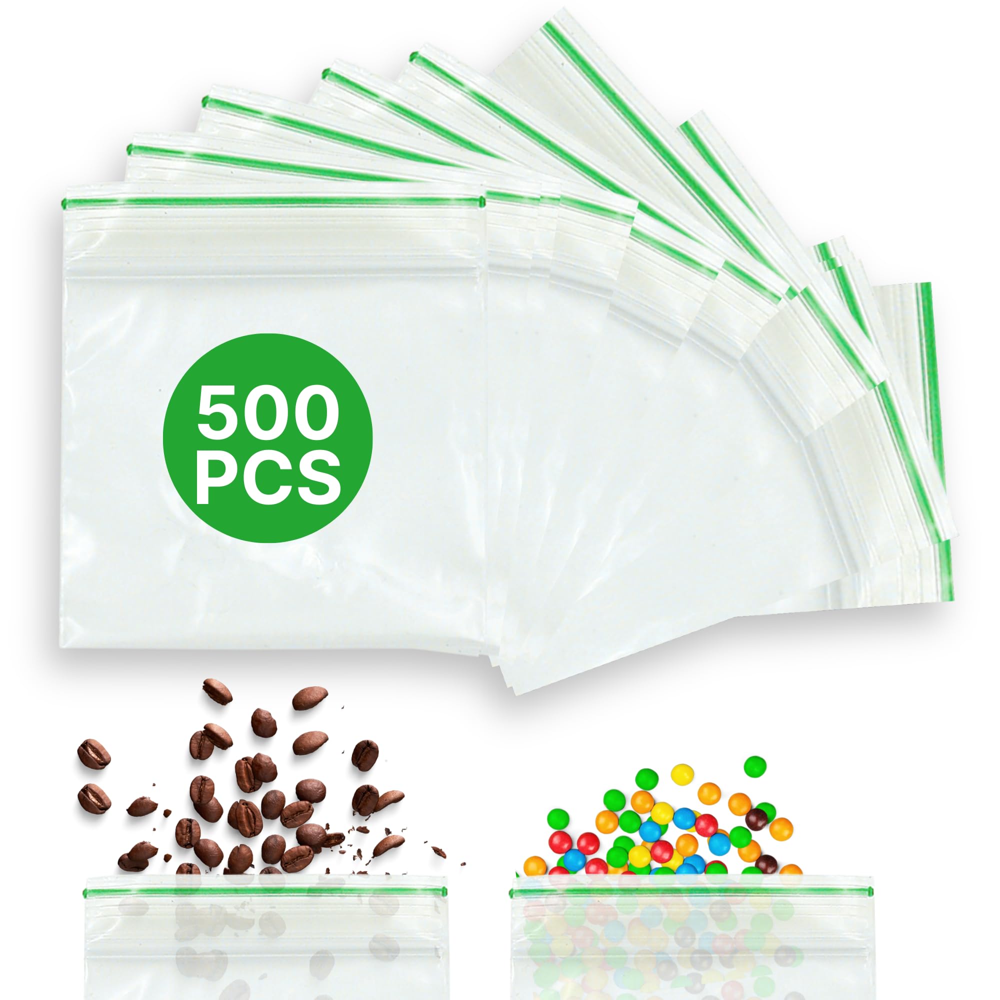 Fenny's Creations Clear 500 Grip Seal Bags 90 X 90Mm | Small Resealable Plastic Bags | Polythene Packaging For Food Storage | Reusable Strong Zip Lock | Jewellery Bags| Zip-Lock Bags
