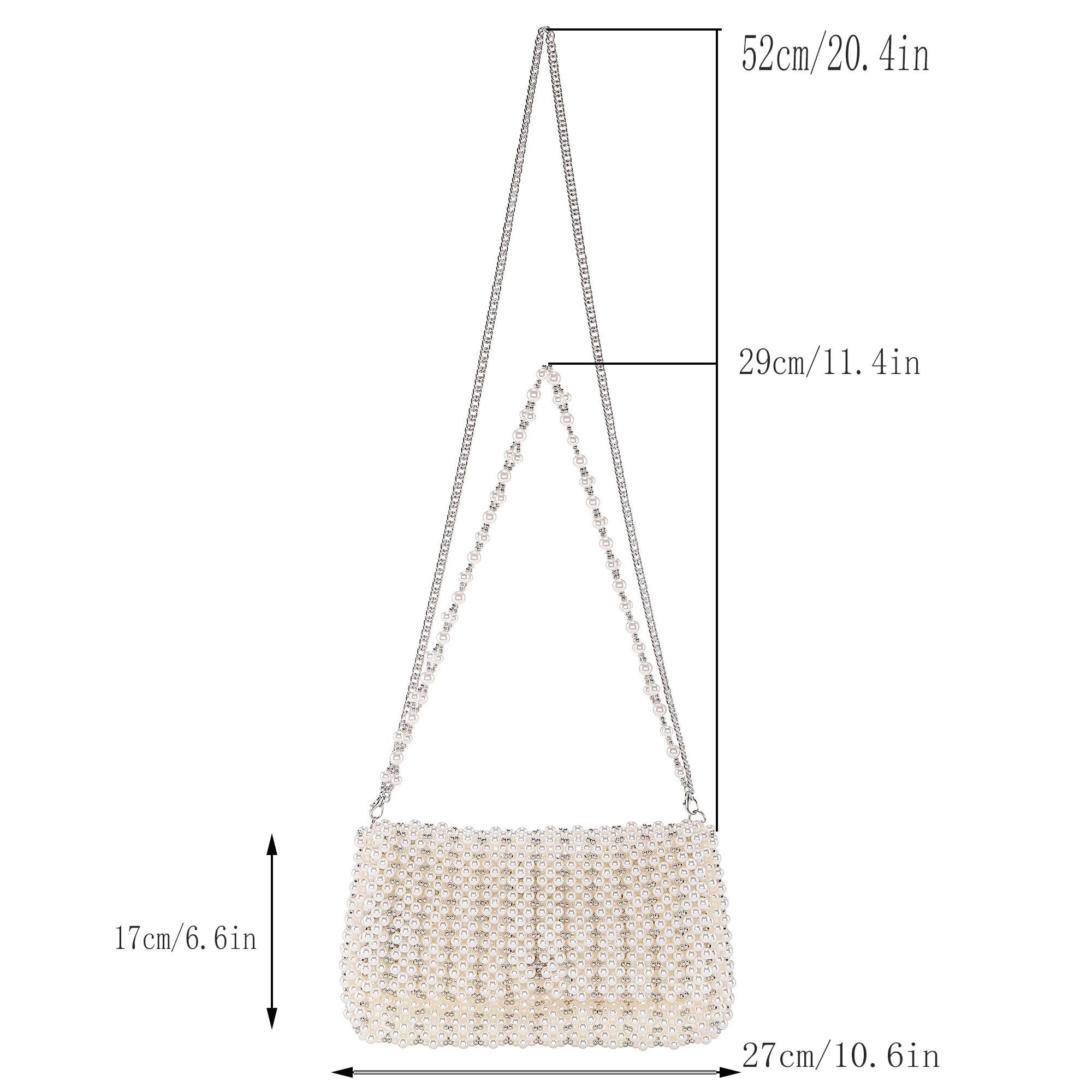 CHIC DIARY Pearl Purse for Women White Beaded Shoulder Bag Small Pearl for Wedding Clutch Evening Purse with Pearls