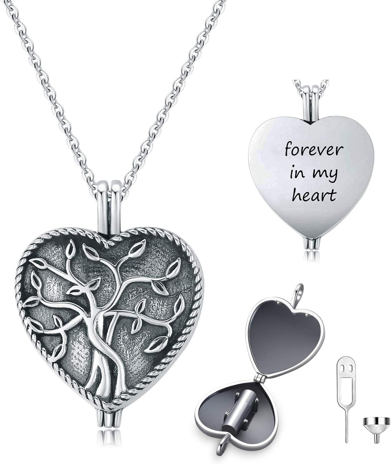 CHENGHONGAshes Jewellery - Urn Necklace for Ashes 925 Sterling Silver Cremation Jewelry for Ashes Memory Jewelry for Women Men