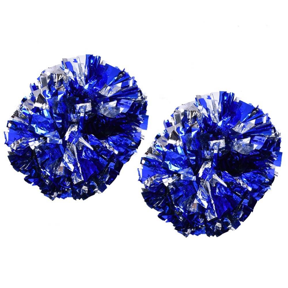 Dilwe Cheerleader Pom Poms 8 Colori Plastica Mano Fiore Palla per Sport Scuola Competizione Argento Blu