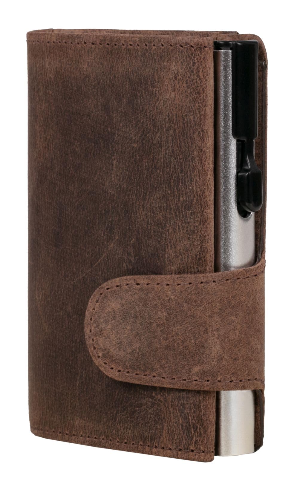 Clicksafe Münzbörse, Unisex Billfold, Braun/Silber, 10,0 x 6,5 x 2,5 cm - 962305