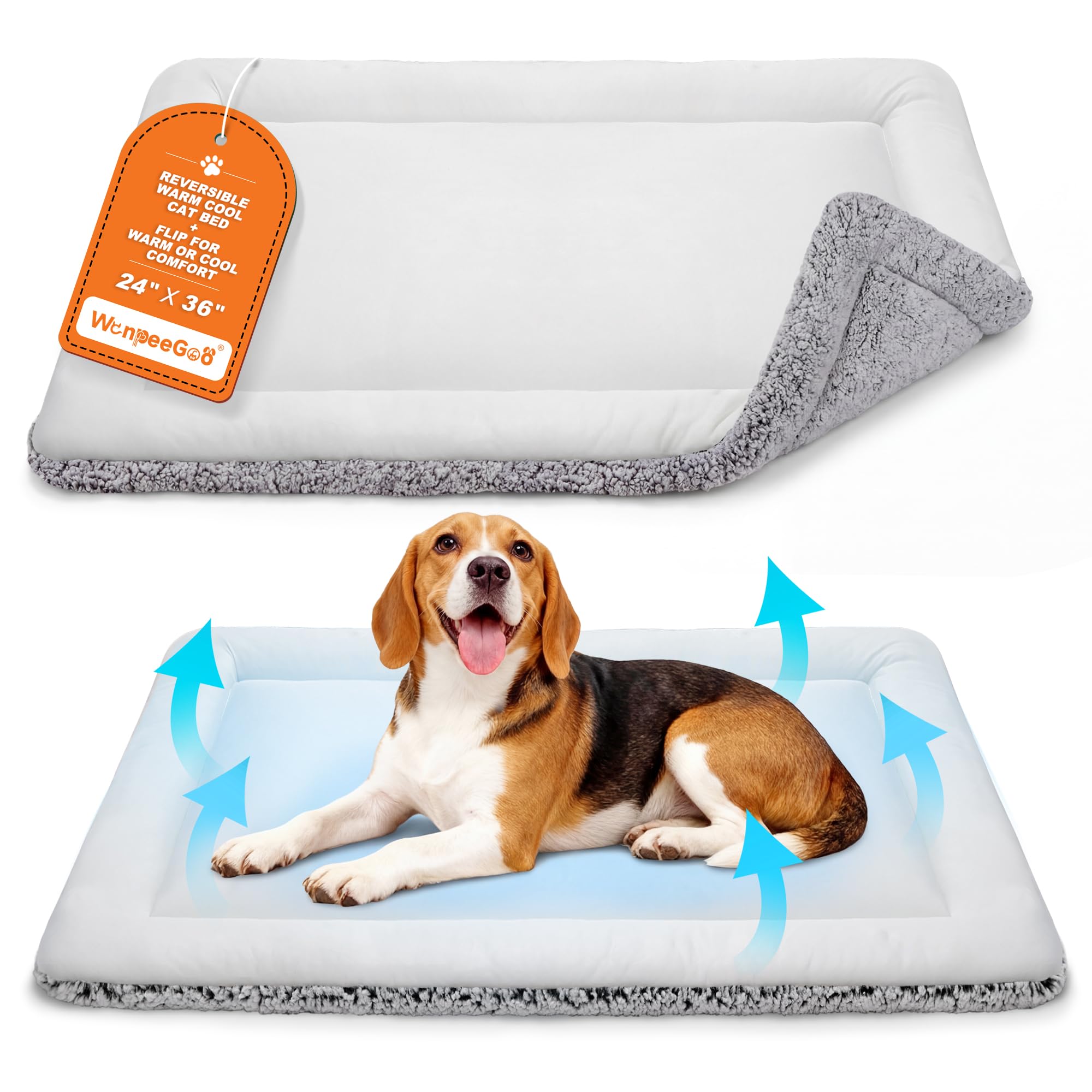 Dog Cooling Mat, Self Warming Cat Bed, Reversible Warm & Cooling Cat Bed, Winter Warm Cat Pad & Summer Cooling Cat Mat for Kittens & Small Dogs, Perfect for Crates, Beds & Sofas, Gray, 24" x 36"