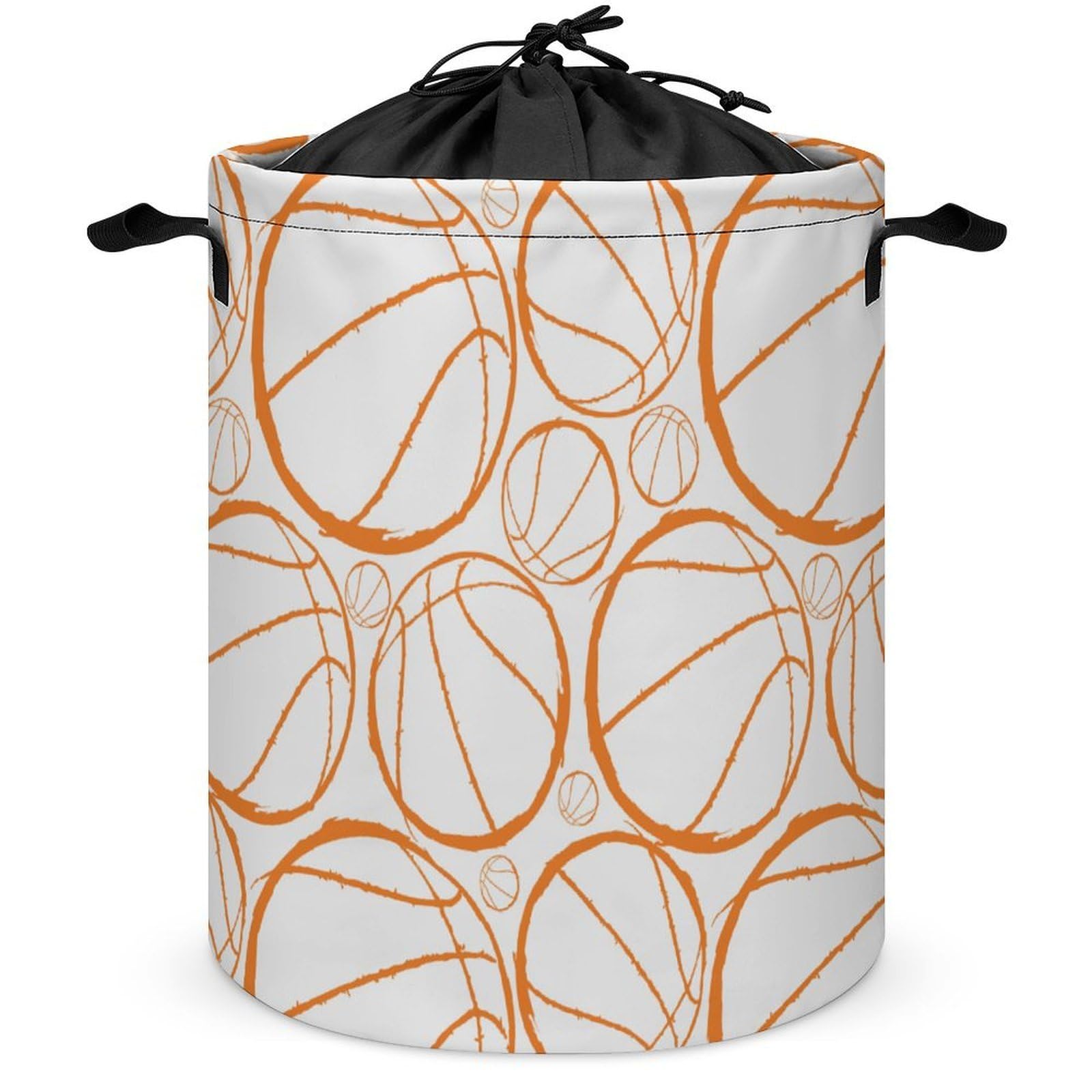 Qjjinxior Drawstring Laundry Hamper, Basketball Sports Pattern Laundry Basket, Washing Basket with Handle