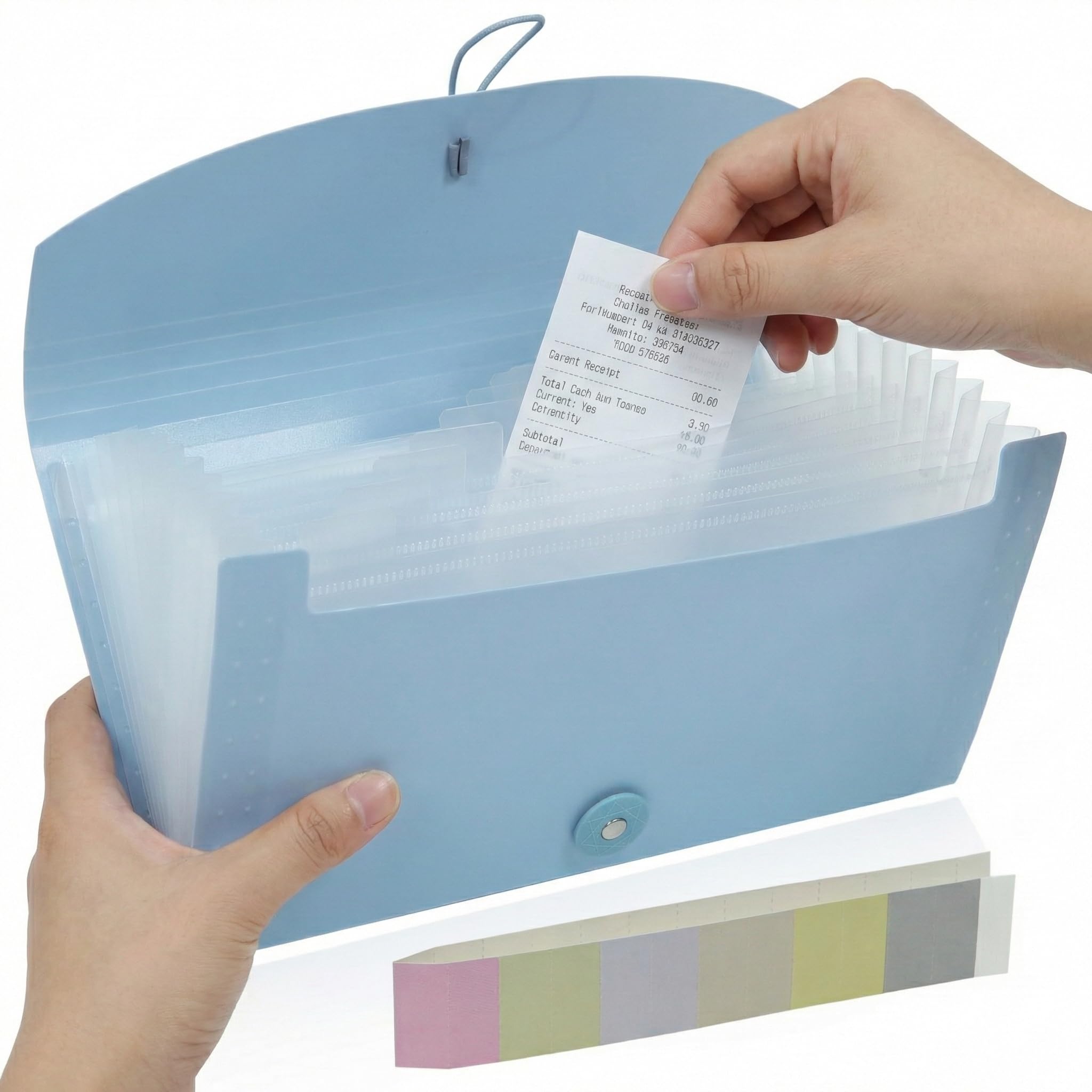 Gtheimn Portable 13-Pocket Receipt & Coupon Organizer, Small Expanding Accordion File Folder with Labels, Long Ticket Size Holder for Bills, Checks,