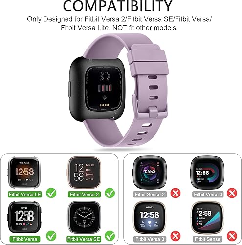 Miniatura 9 de Paquete de 8 correas deportivas compatibles con Fitbit Versa 2, Fitbit Versa, Versa Lite, Versa SE, correas clásicas de silicona suave de repuesto