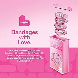 BioSwiss Bandages, Valentine Heart Shaped Self Adhesive Bandage Set, Latex Free, Sterile Wound Care, 50 Count