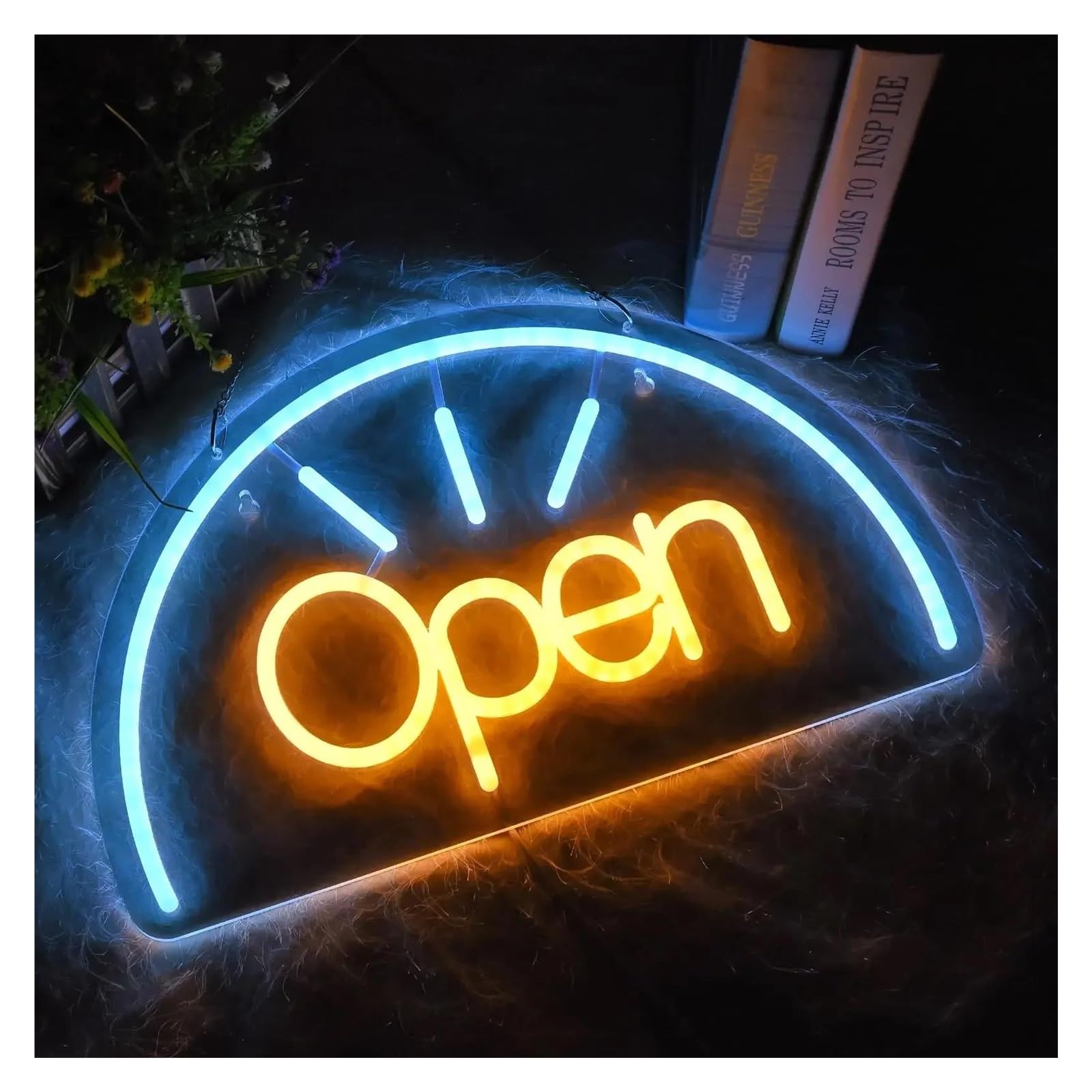 Luz de Diseño de Digital Letrero De Neón Abierto, Luz LED Con Interruptor Regulable Por USB, Para Escaparates, Bares, Restaurantes, Cafeterías,25cmx41cm