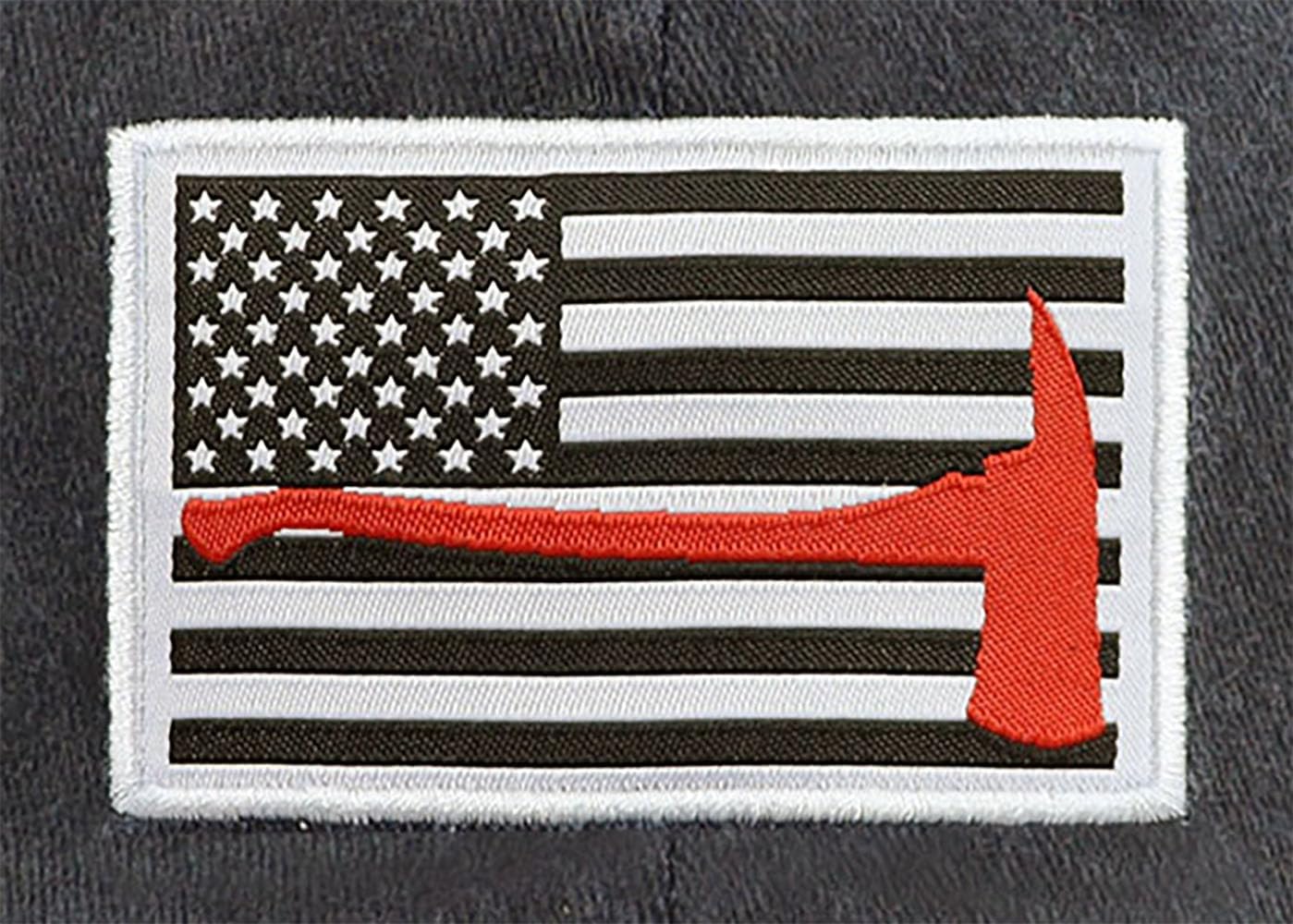Red Line Firefighter Axe USA Flag Hats for Men Women, Funny Adjustable Cotton Embroidered Baseball Cap - Image 4