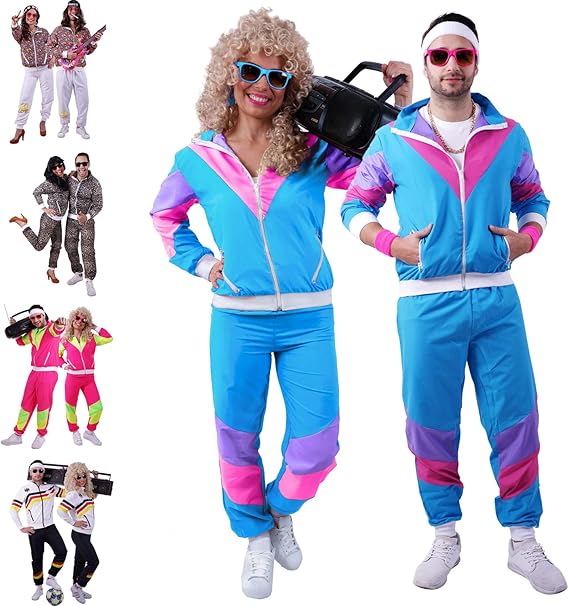 Amazon 80s 90s シェルスーツ パーティードレスコスチューム レトロトラックスーツ 90年代ヒップホップコスチューム 80年代コスチューム メンズ ウィンドブレーカー パンツ コスプレ 仮装 通販