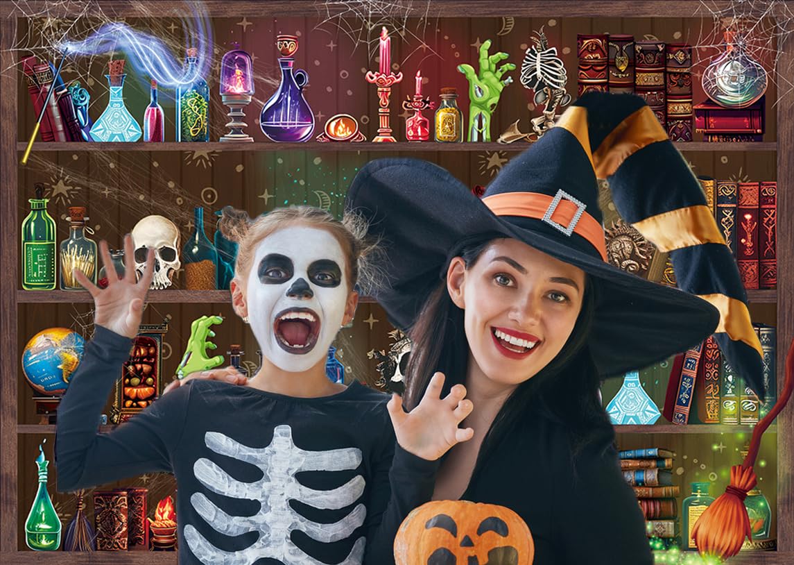 Telón de fondo de laboratorio de química de Halloween, escuela mágica, bruja, veneno, boticario, calavera, laboratorio, fotografía, fondo de Halloween, científico loco, baby shower, decoración de
