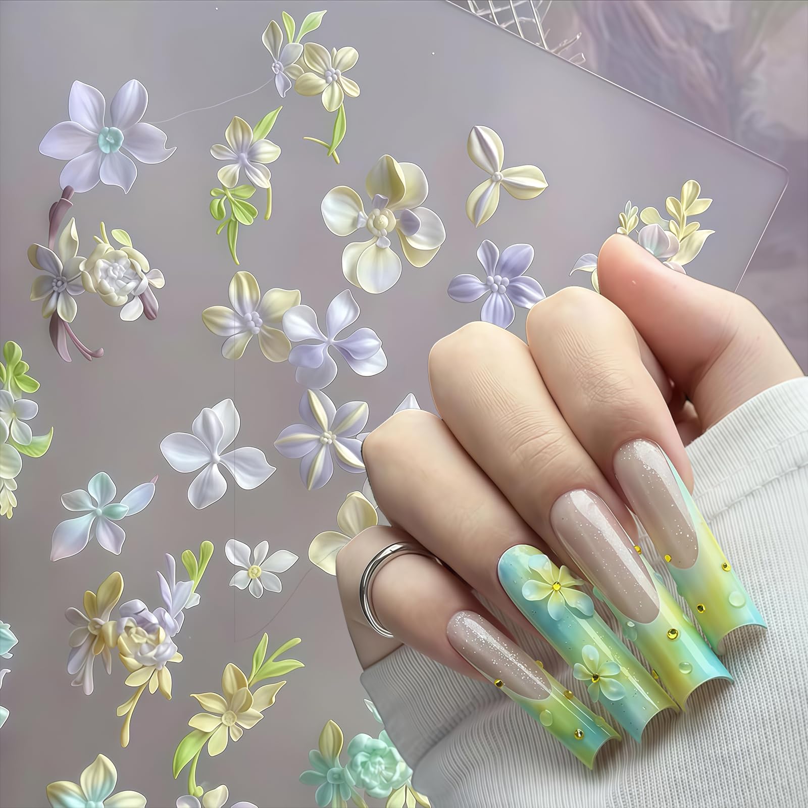 Forme per Unghie 3D Fiori in Silicone Strumenti per Unghie Fiori Primavera Gel Nail Art Charms in Resina per Decorazioni Unghie Accessori per Design Unghie