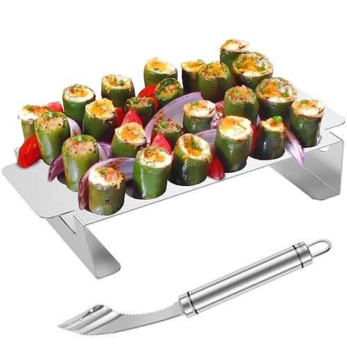 2Pcs Jalapeno Poppers Grill Rack with Pepper Corer Tool, 18