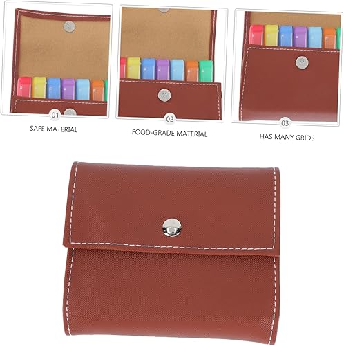 Miniatura 2 de Healeved 1 Set Leather Bag Medicine Box Holder Drug Carry case Portable Pill Organizer Travel Pill Travel Medication pastillero de Durable Medicine
