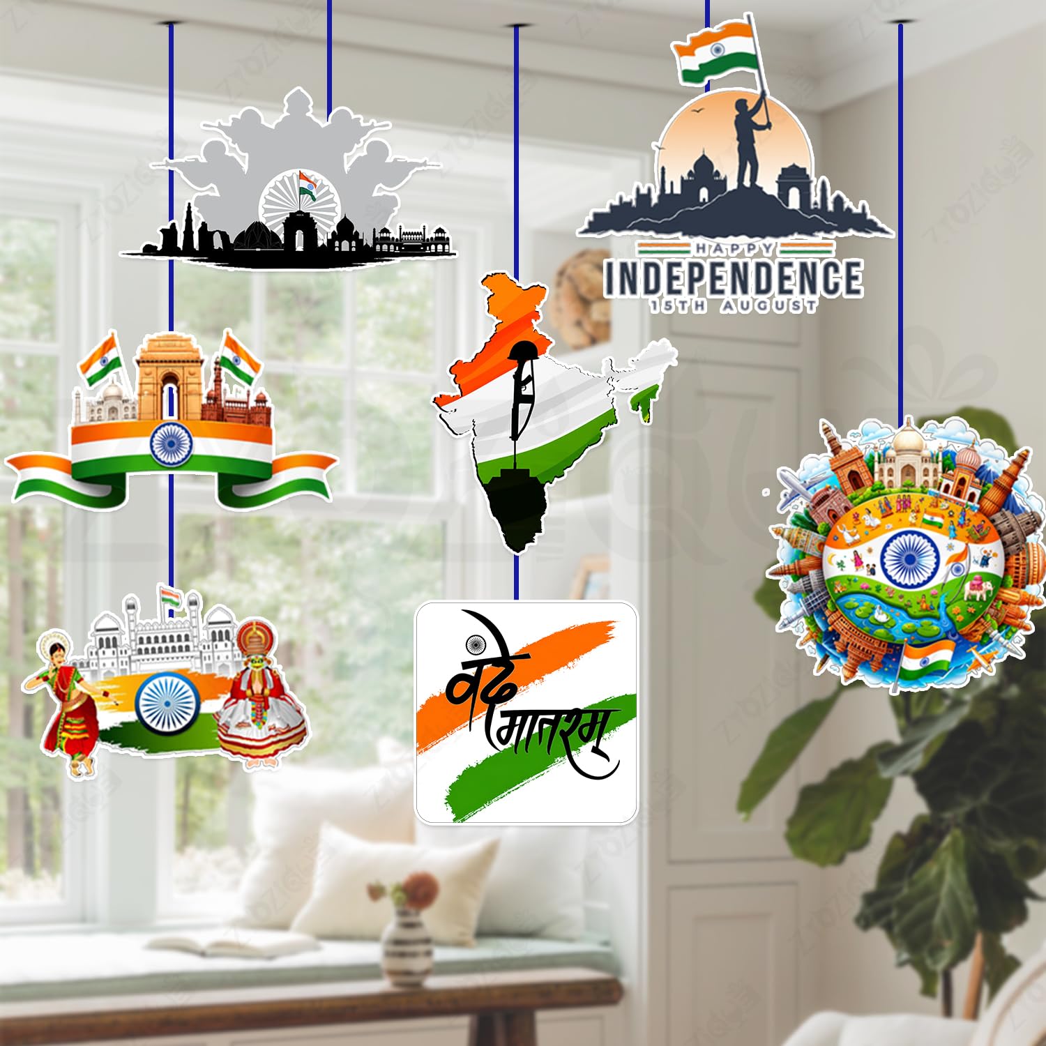 Zyozique 7 Pieces Tricolor Independence Day Ceiling Hanging Decorations Kit, 15th August Tricolor Party Decorations, Independence Day Hanging Decorations, Independence Day Decoration-picture-24