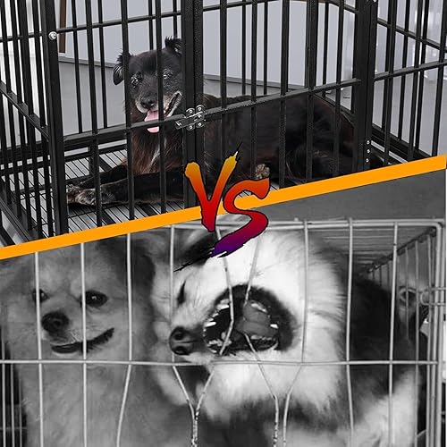 Miniatura 5 de Elevon Jaula resistente de 42 pulgadas con sistema de bloqueo seguro, jaula para perros medianos a grandes, diseño indestructible, resistente a