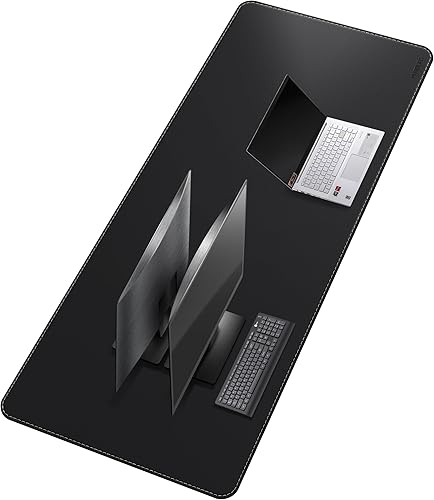 Miniatura 8 de Tapete de piel sintética para escritorio, 53.1 x 15.7 pulgadas, protector de mesa de computadora multiuso, impermeable, alfombrilla de mouse de