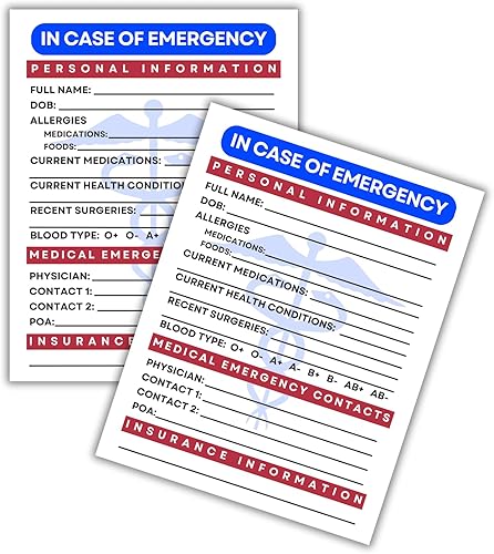Miniatura 2 de Tarjeta médica ICE para refrigerador en caso de emergencia imán de nevera, paquete de 2 números de teléfono importantes de 5.5 x 4.3 pulgadas, lista