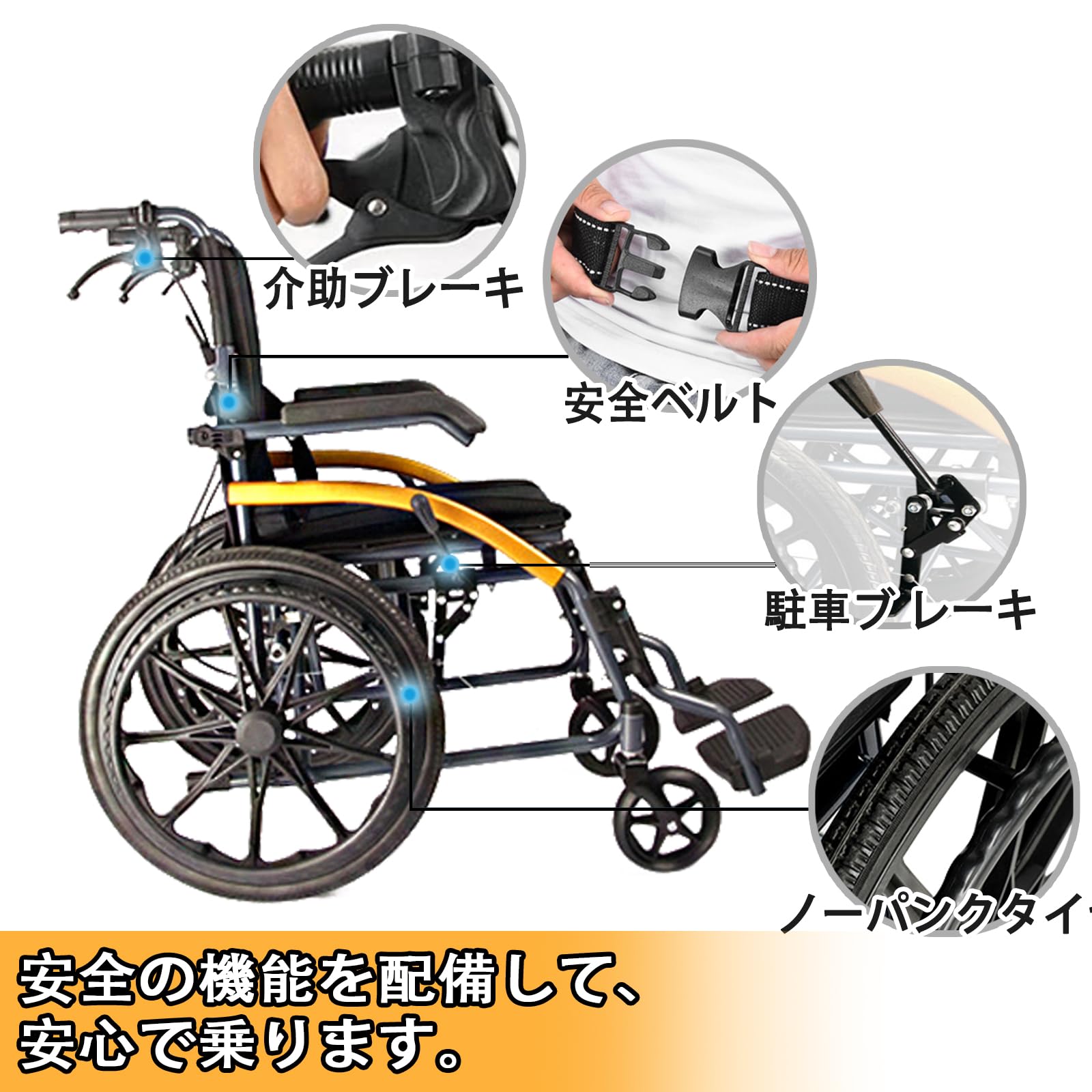 Amazon | Jucwlle 車椅子 折りたたみ 介助型 軽量車イス 折り畳み 