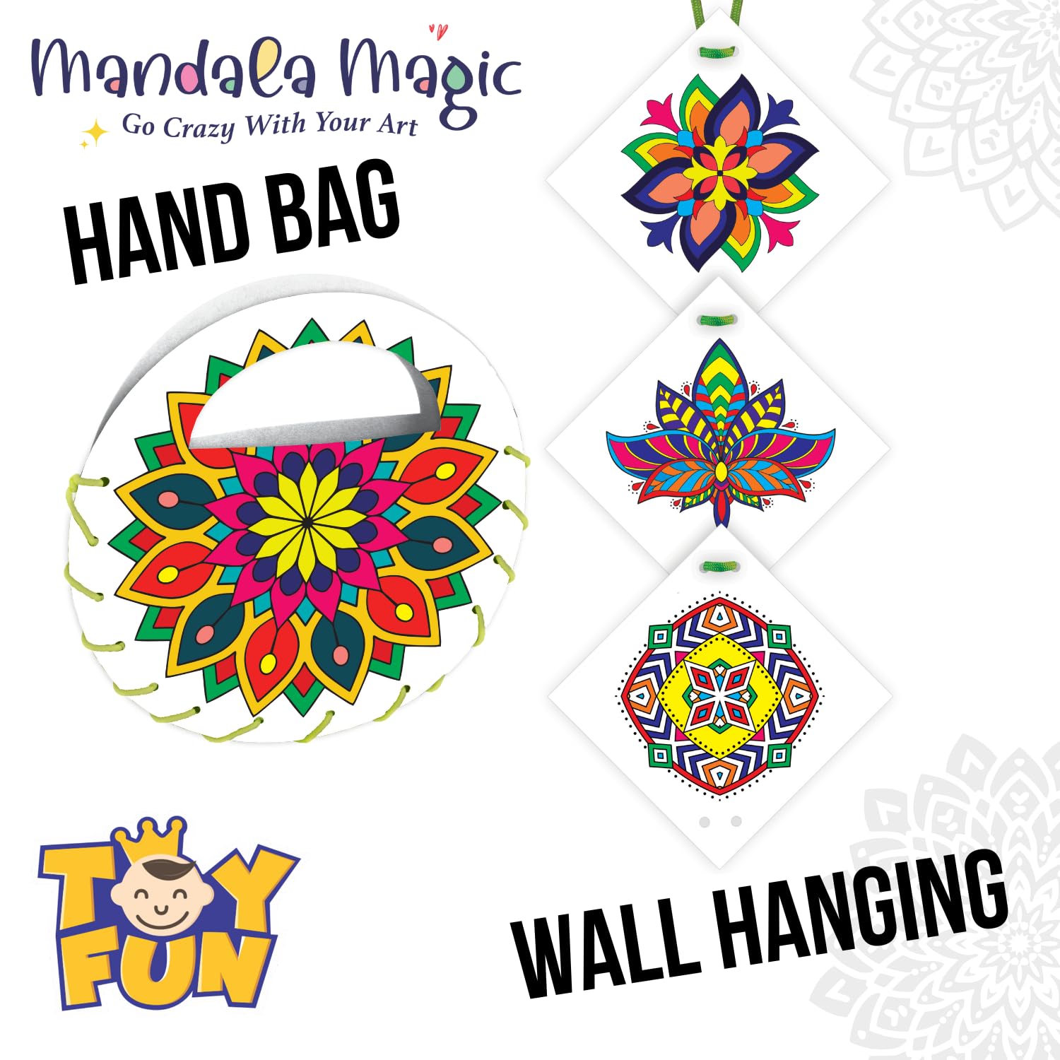 TOY FUN Mandala Art Magic Craft Game DIY Kit for Kids 5 to 8 Years | Birthday Gift | Colouring Game | Purse, Wall Hanging, Name Plate, Hand Bag - Image 2 thumbnail